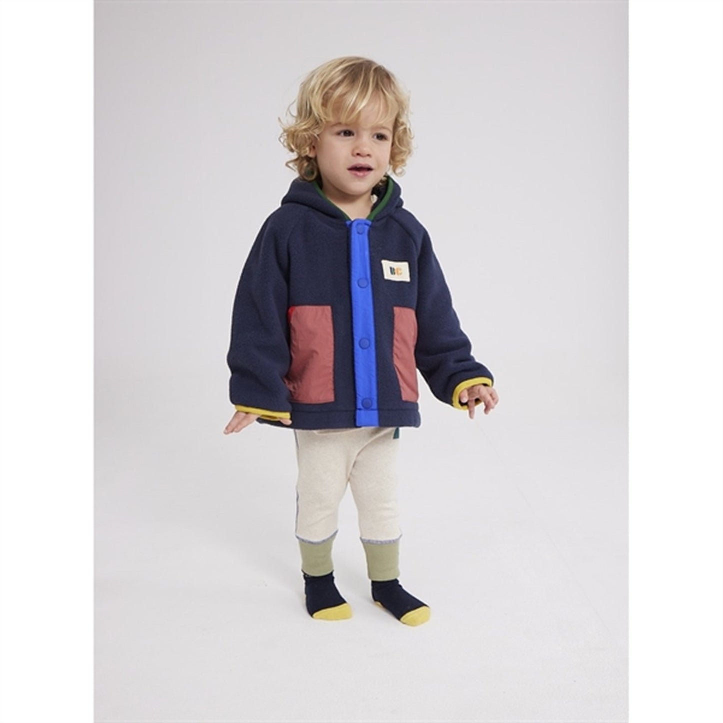 Bobo Choses Midnight Blue Color Block Polar Hooded Jacket