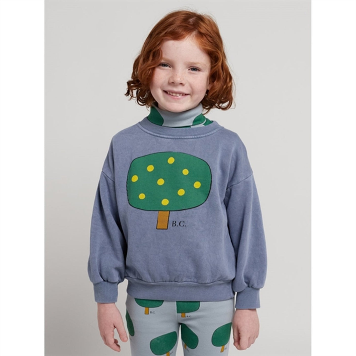 Bobo Choses Prussian Blue Green Tree Sweatshirt