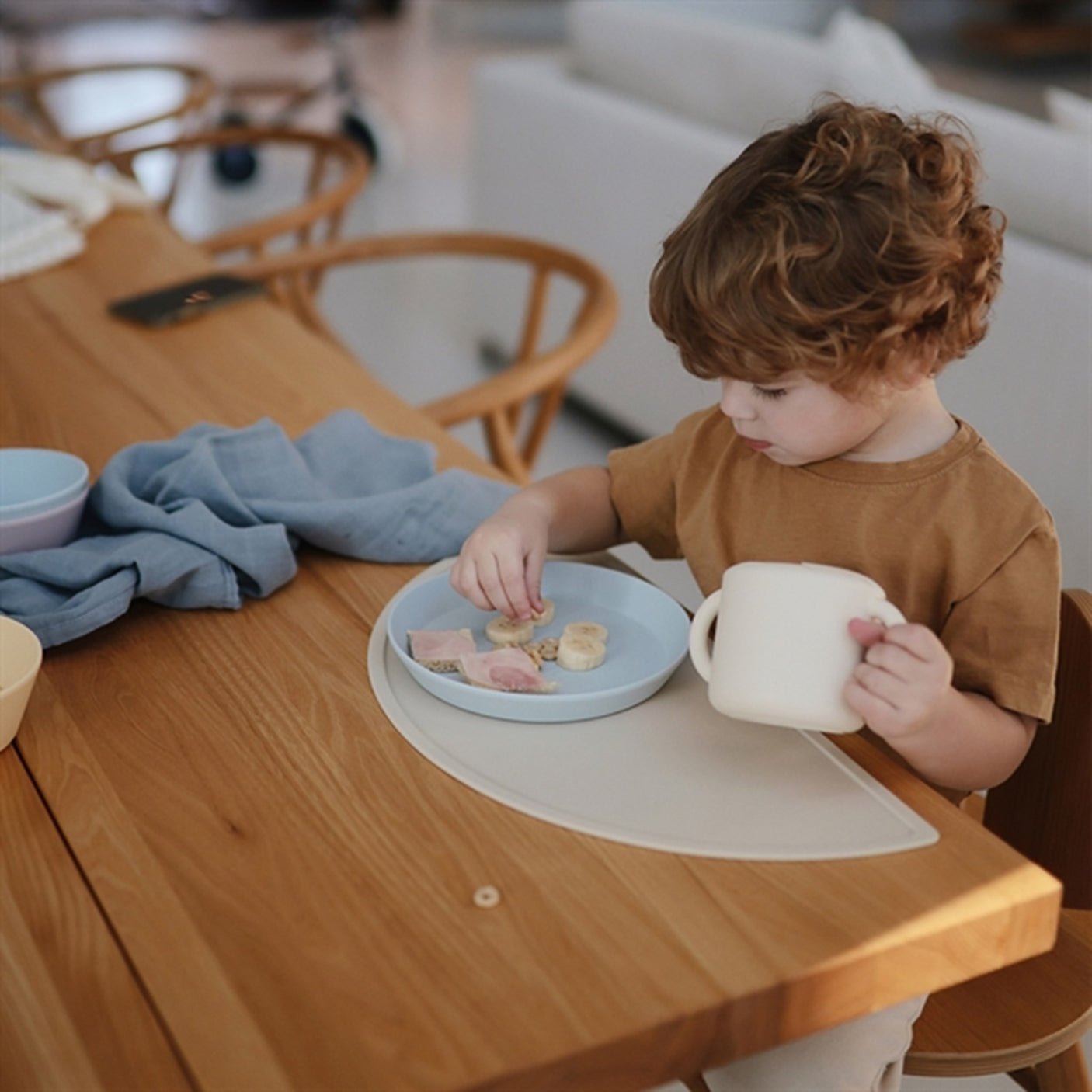 Mushie Plate Round 2-pack Powder Blue