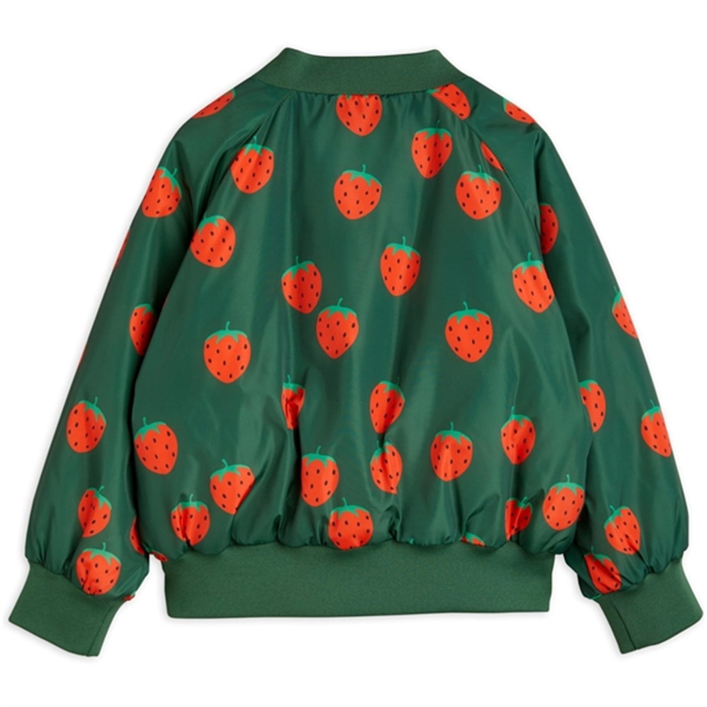 Mini Rodini Strawberries Aop Woven Baseball Jacket Green