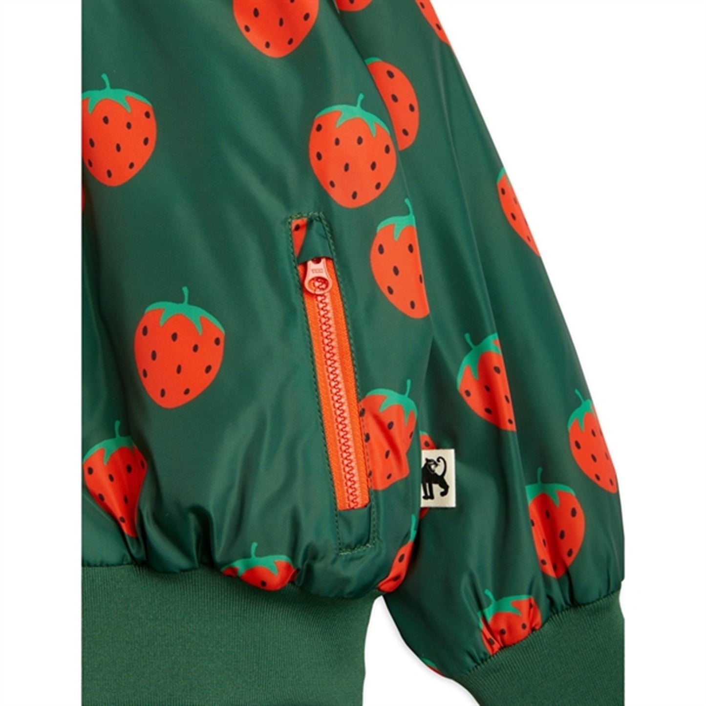 Mini Rodini Strawberries Aop Woven Baseball Jacket Green