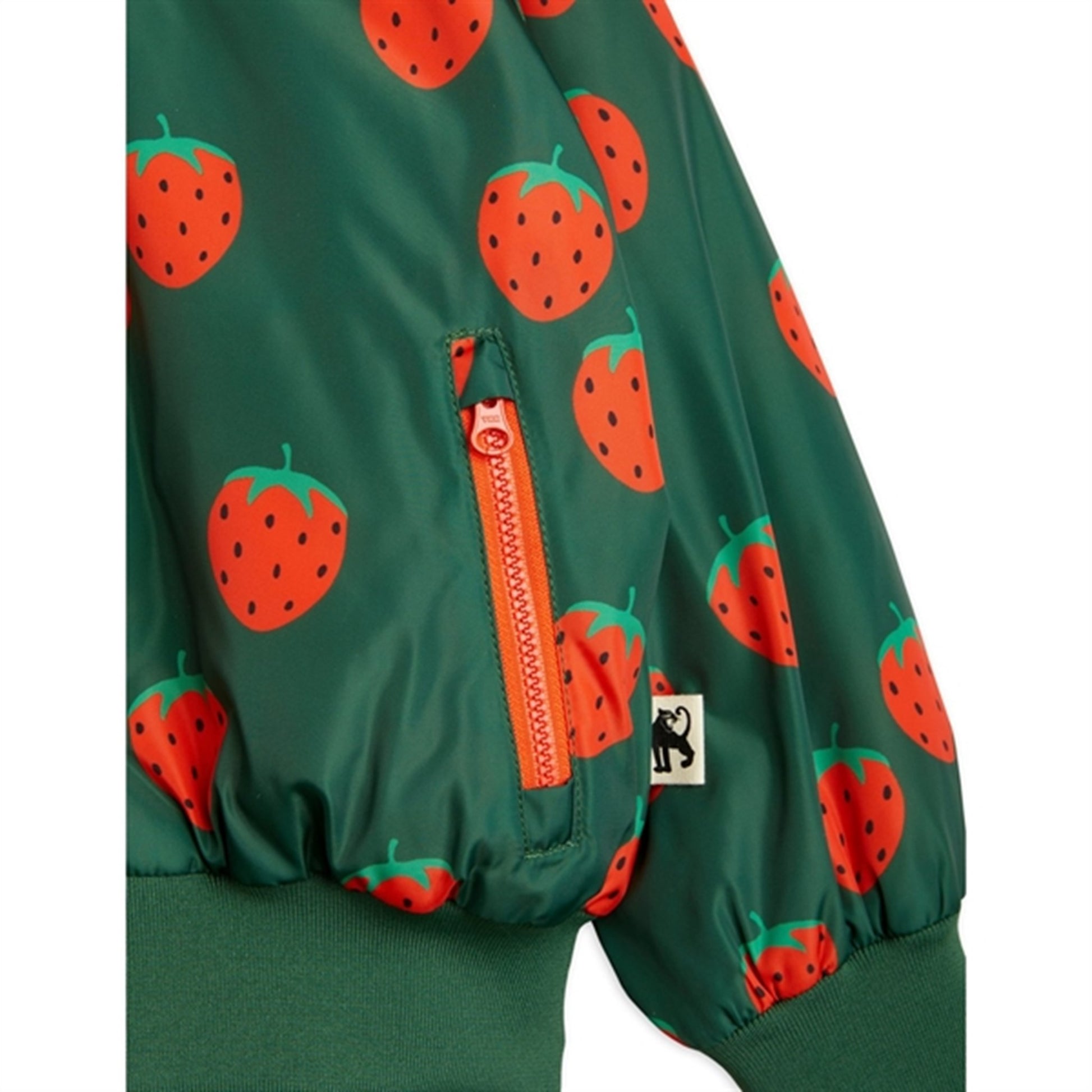 Mini Rodini Strawberries Aop Woven Baseball Jacket Green