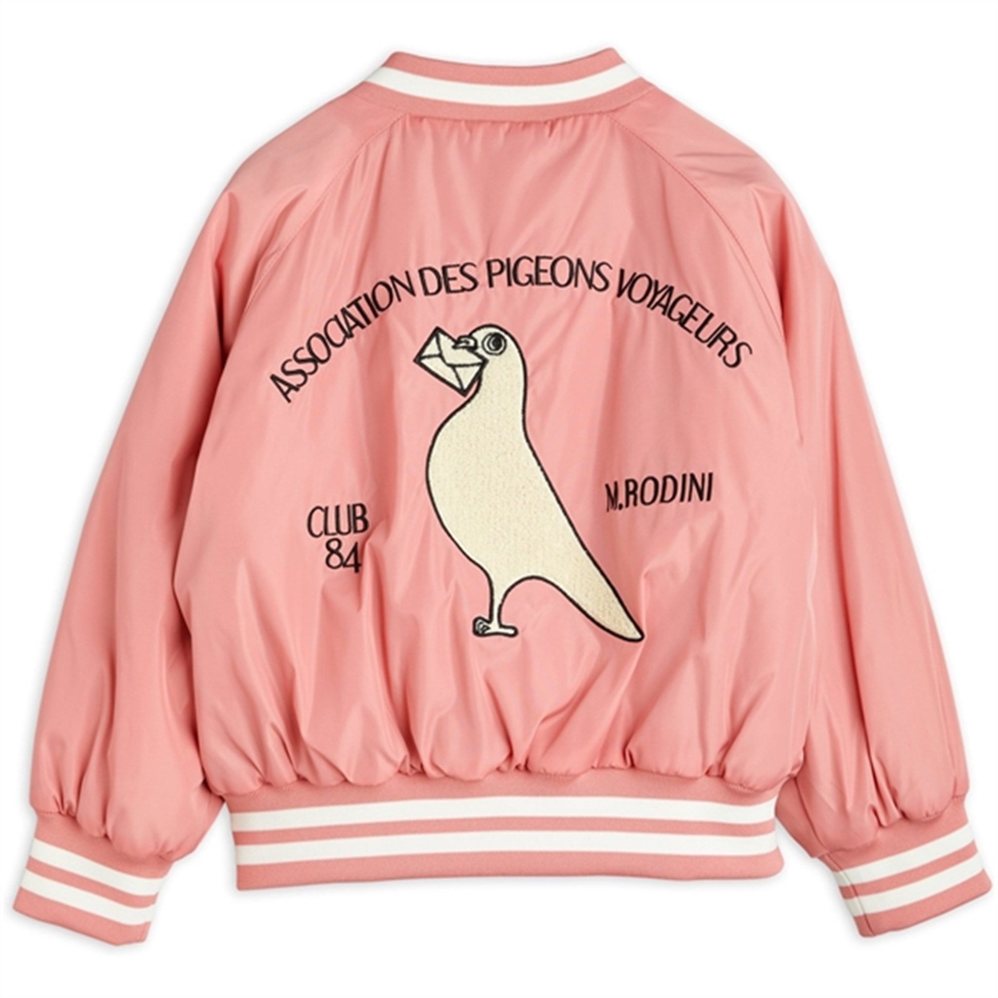 Mini Rodini Pigeons Woven Baseball Jacket Pink 6