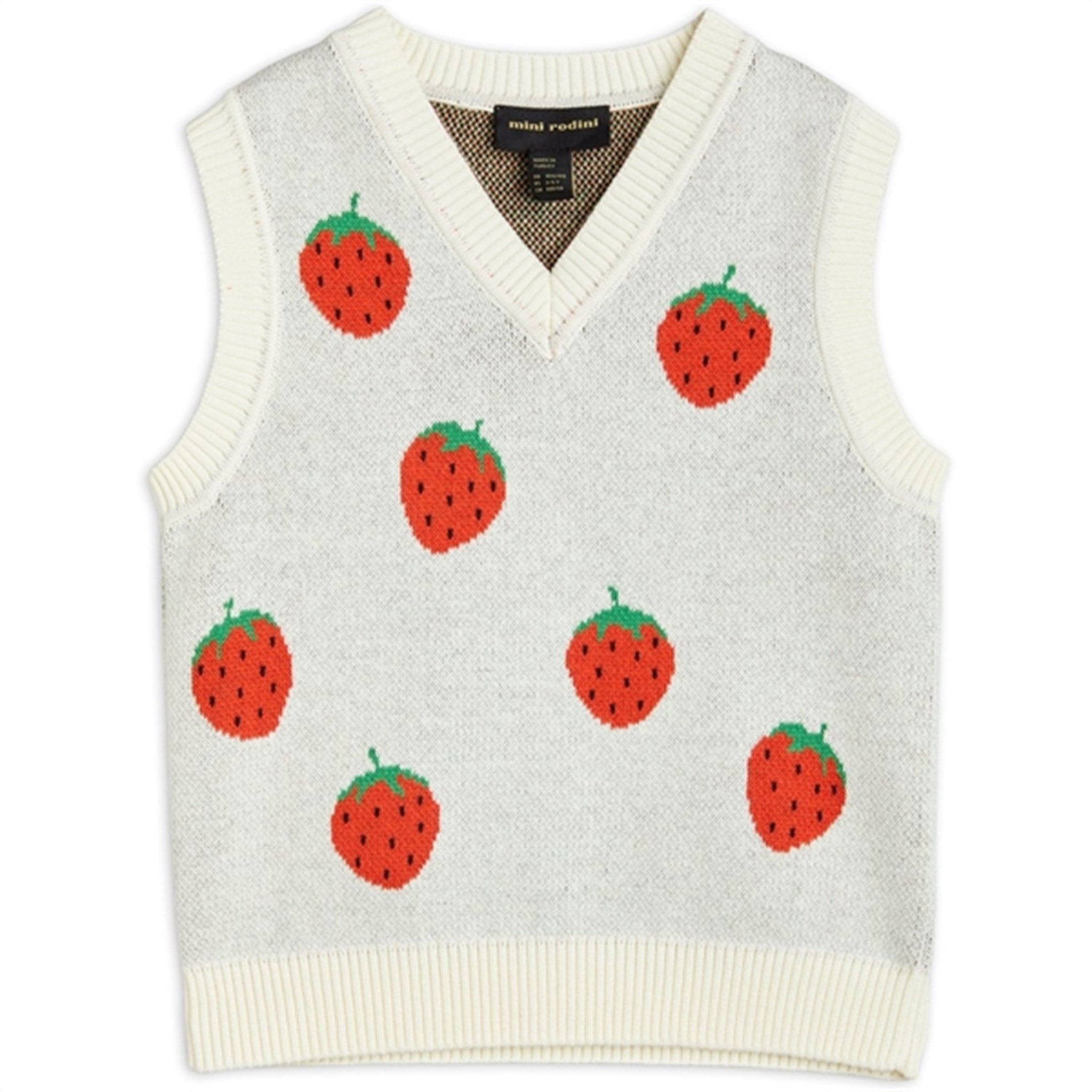 Mini Rodini Strawberries Slipover Vest Offwhite