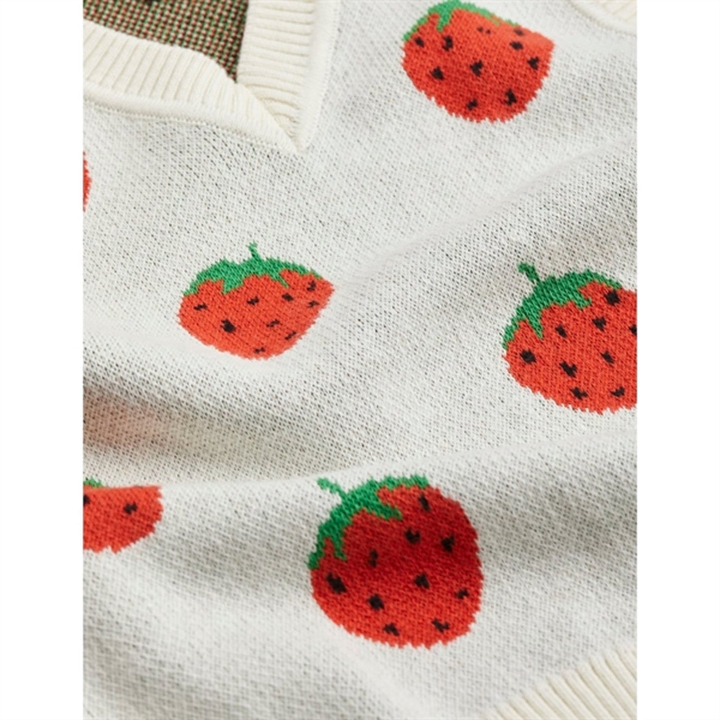 Mini Rodini Strawberries Slipover Vest Offwhite