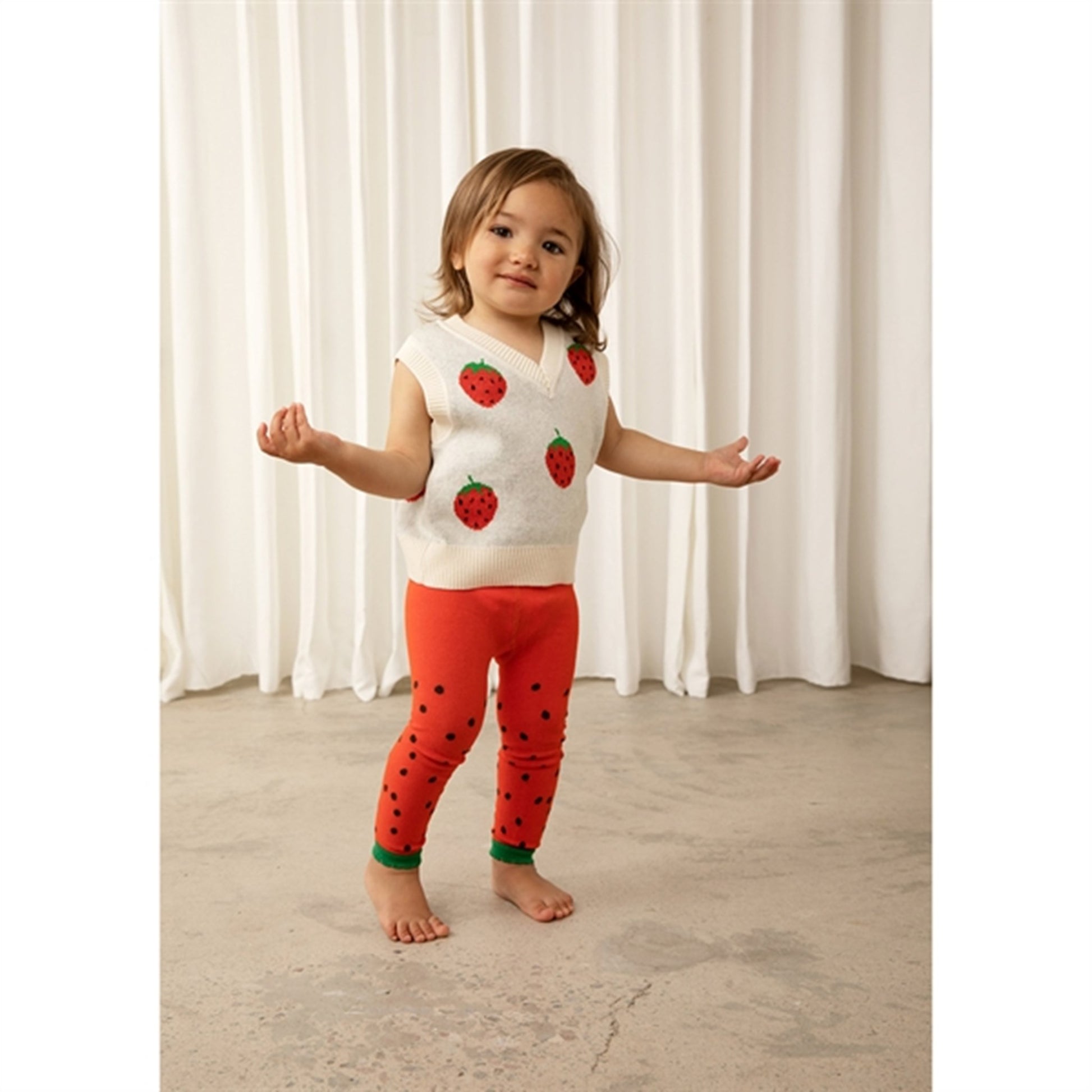 Mini Rodini Strawberries Slipover Vest Offwhite