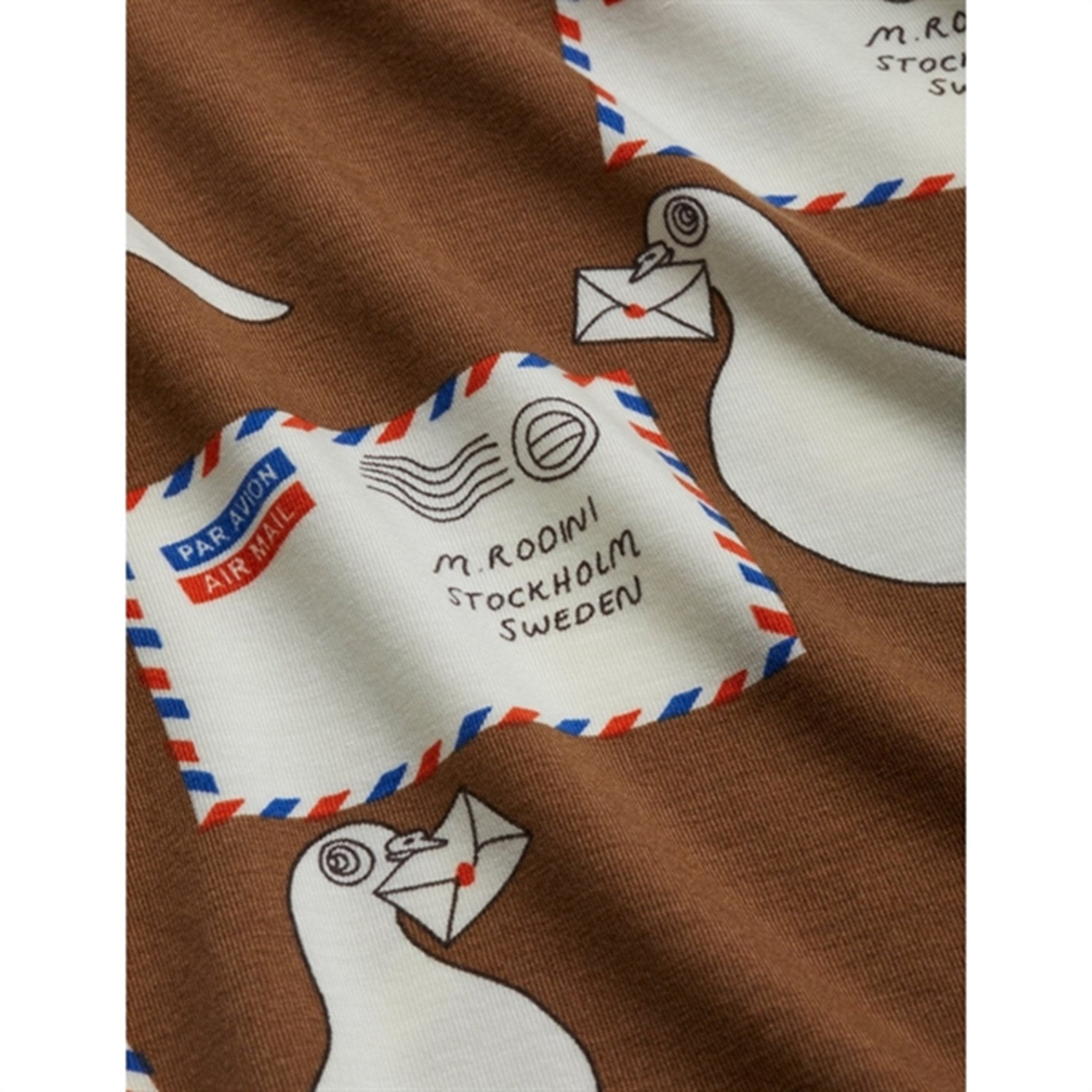 Mini Rodini Pigeons Tencel Aop T-shirt Brown 2