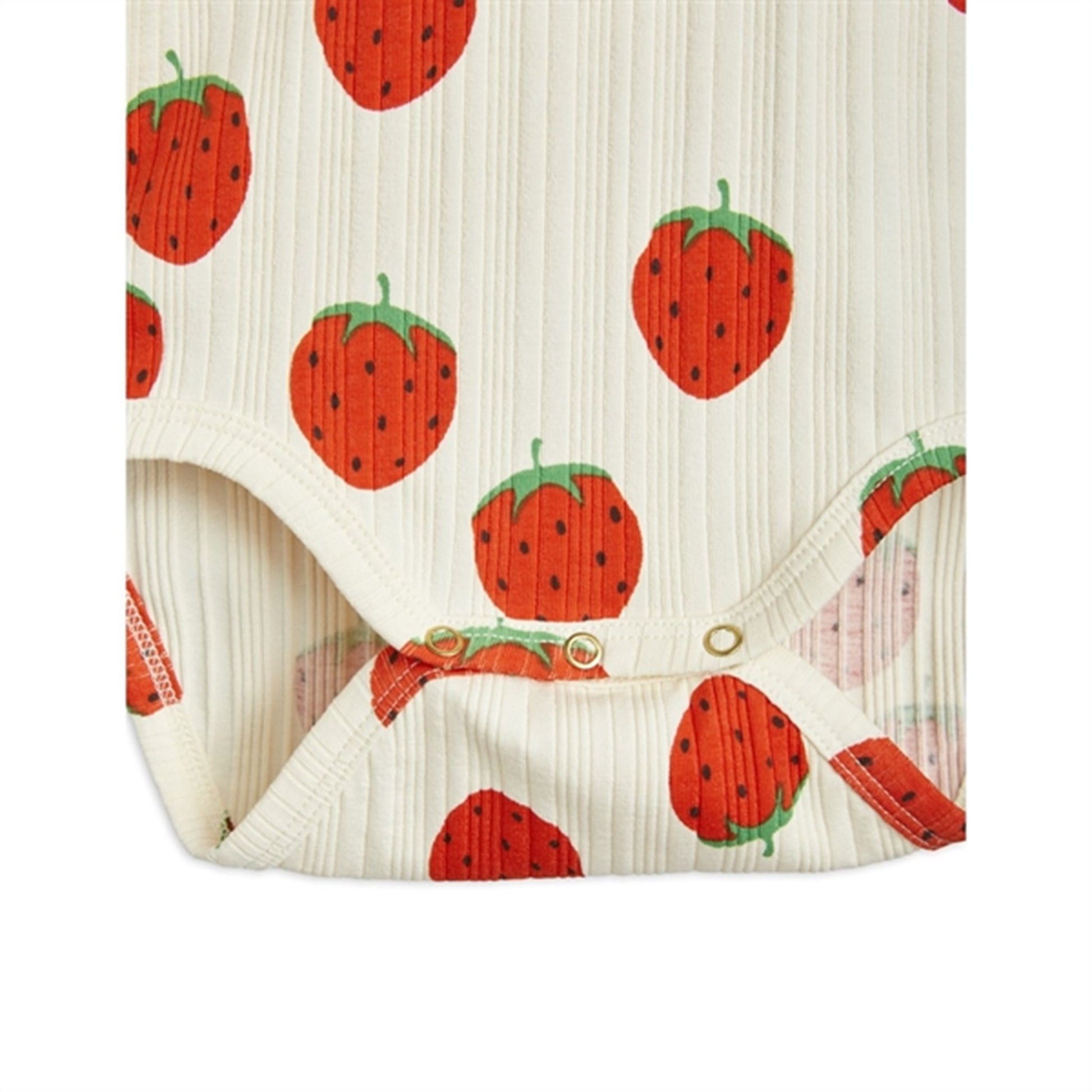 Mini Rodini Strawberries Aop Ls Body Offwhite