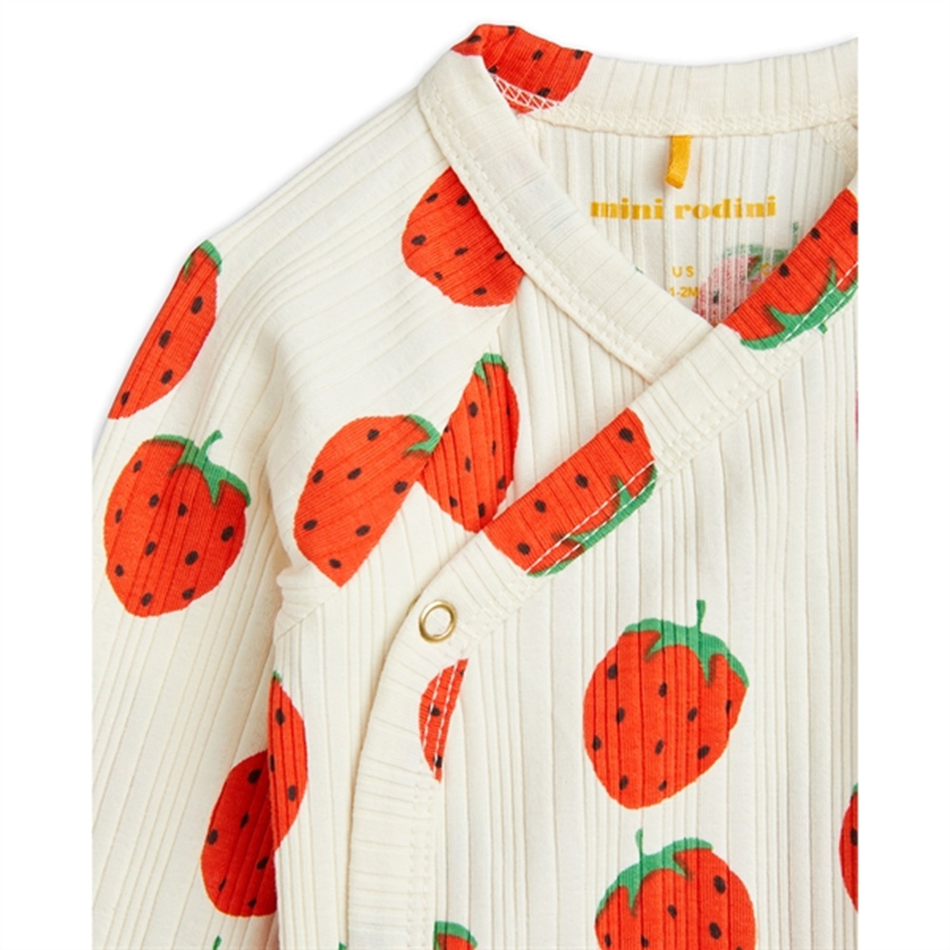 Mini Rodini Strawberries Aop Wrap Body Offwhite