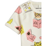 Mini Rodini Cats Aop Ss Body Offwhite