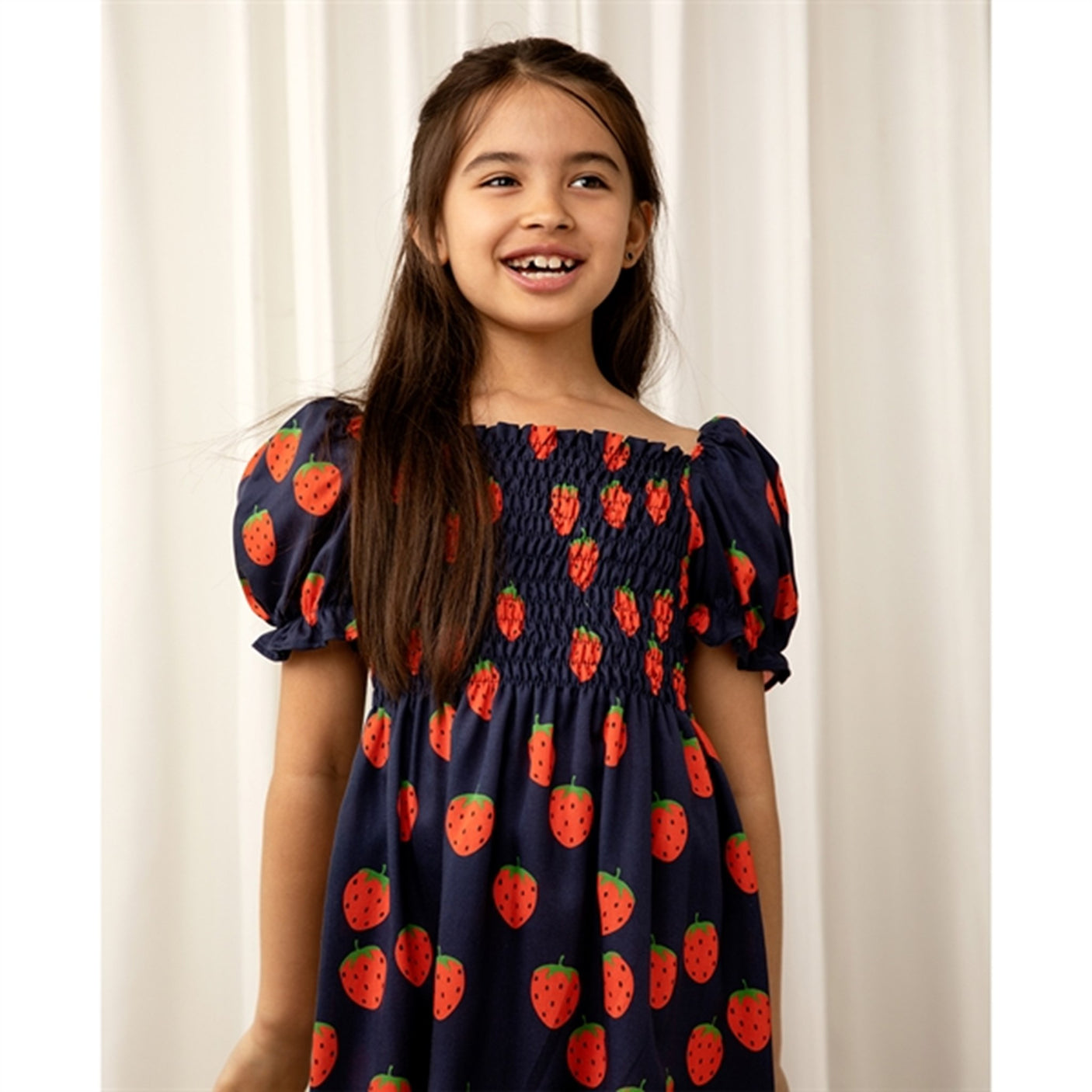 Mini Rodini Strawberries Aop Woven Ss Dress Blue