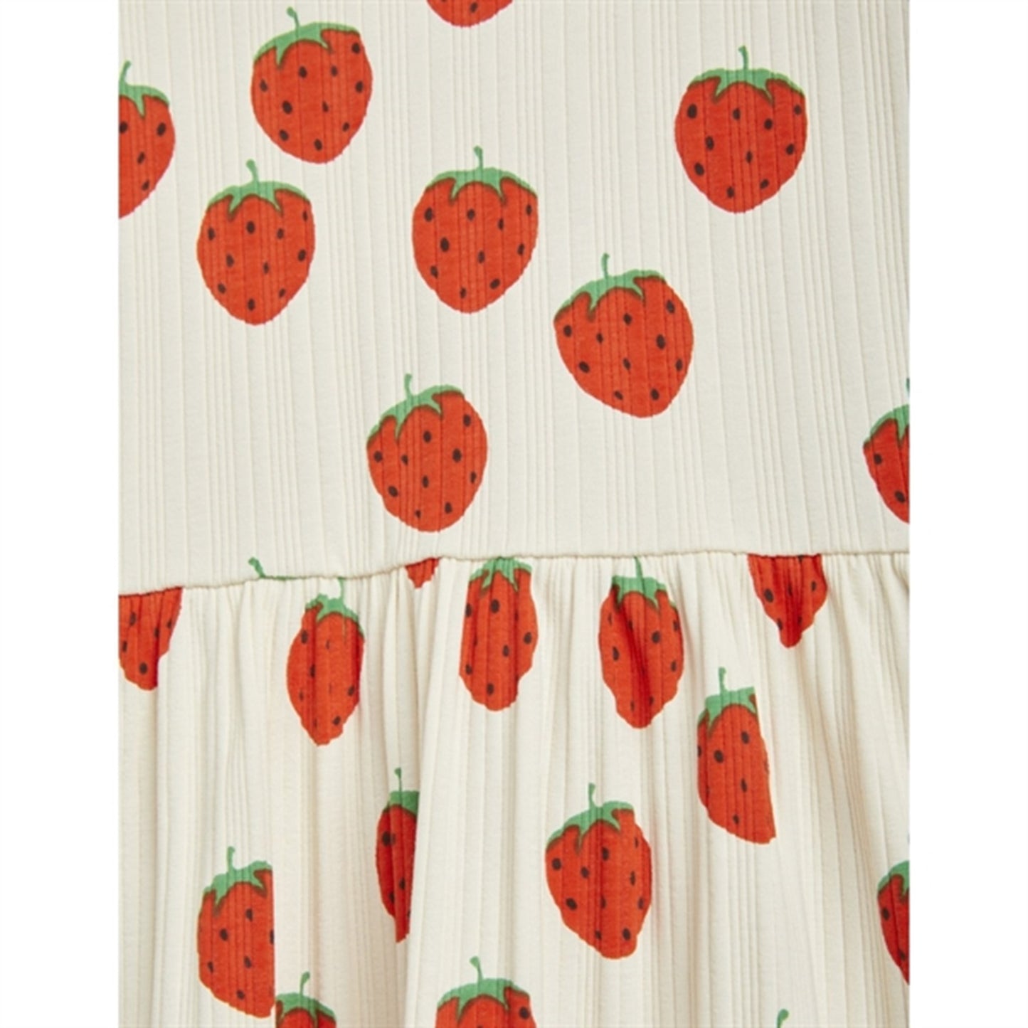 Mini Rodini Strawberries Aop Trumpet Sleeve Dress Offwhite