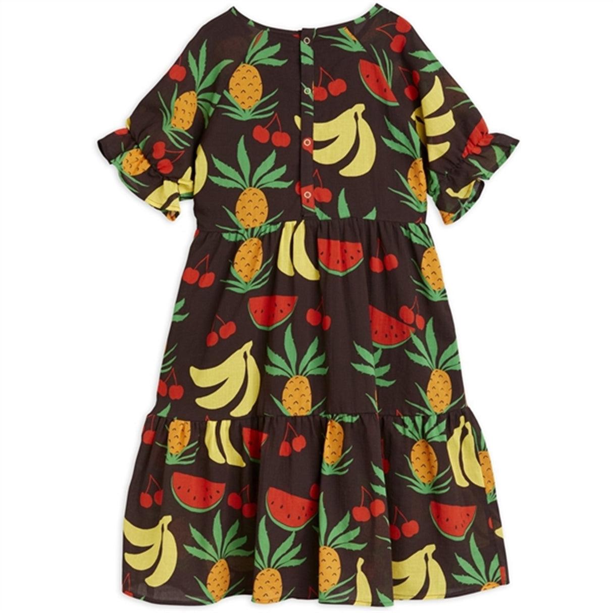 Mini Rodini Fruits Aop Woven Ss Dress Brown