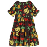 Mini Rodini Fruits Aop Woven Ss Dress Brown