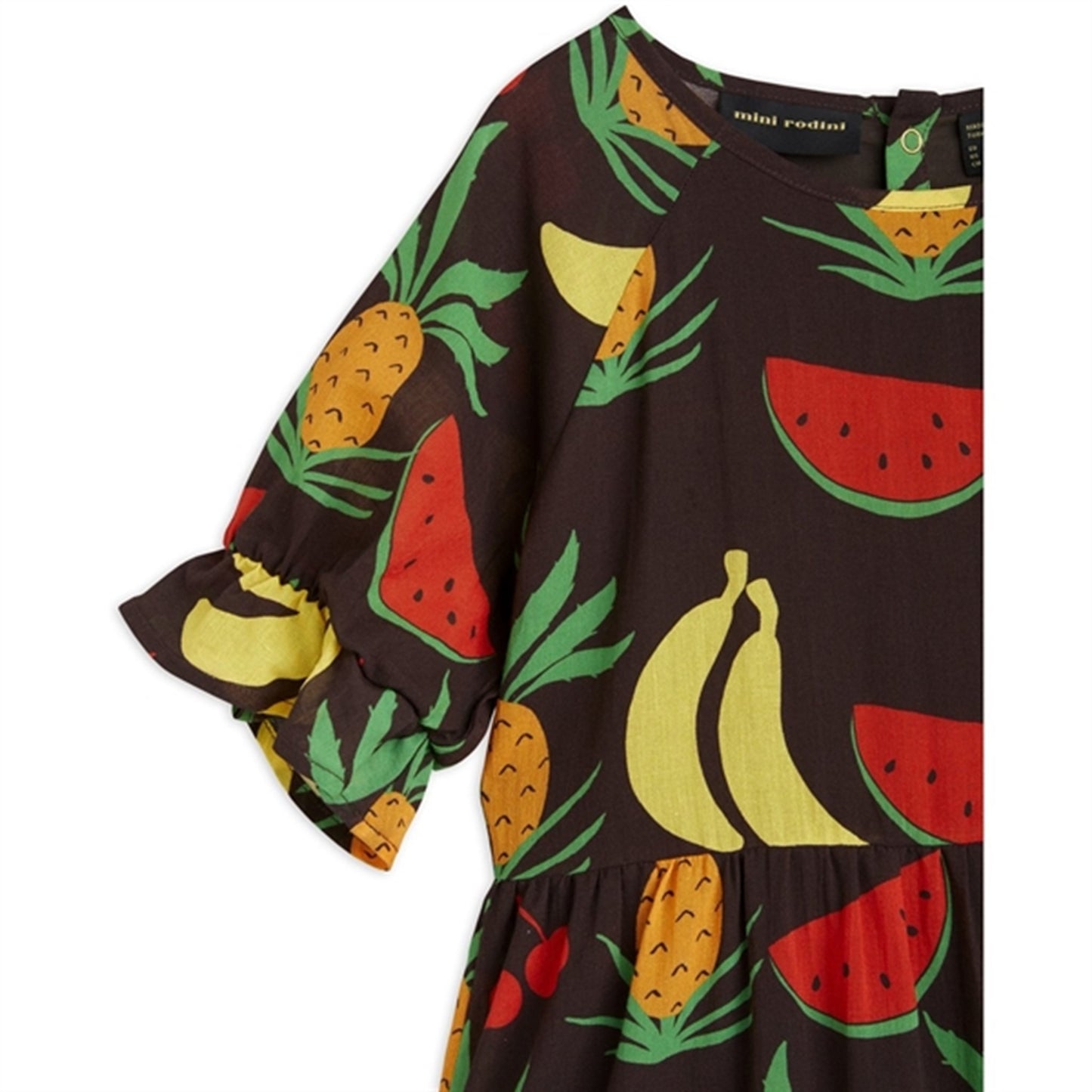 Mini Rodini Fruits Aop Woven Ss Dress Brown