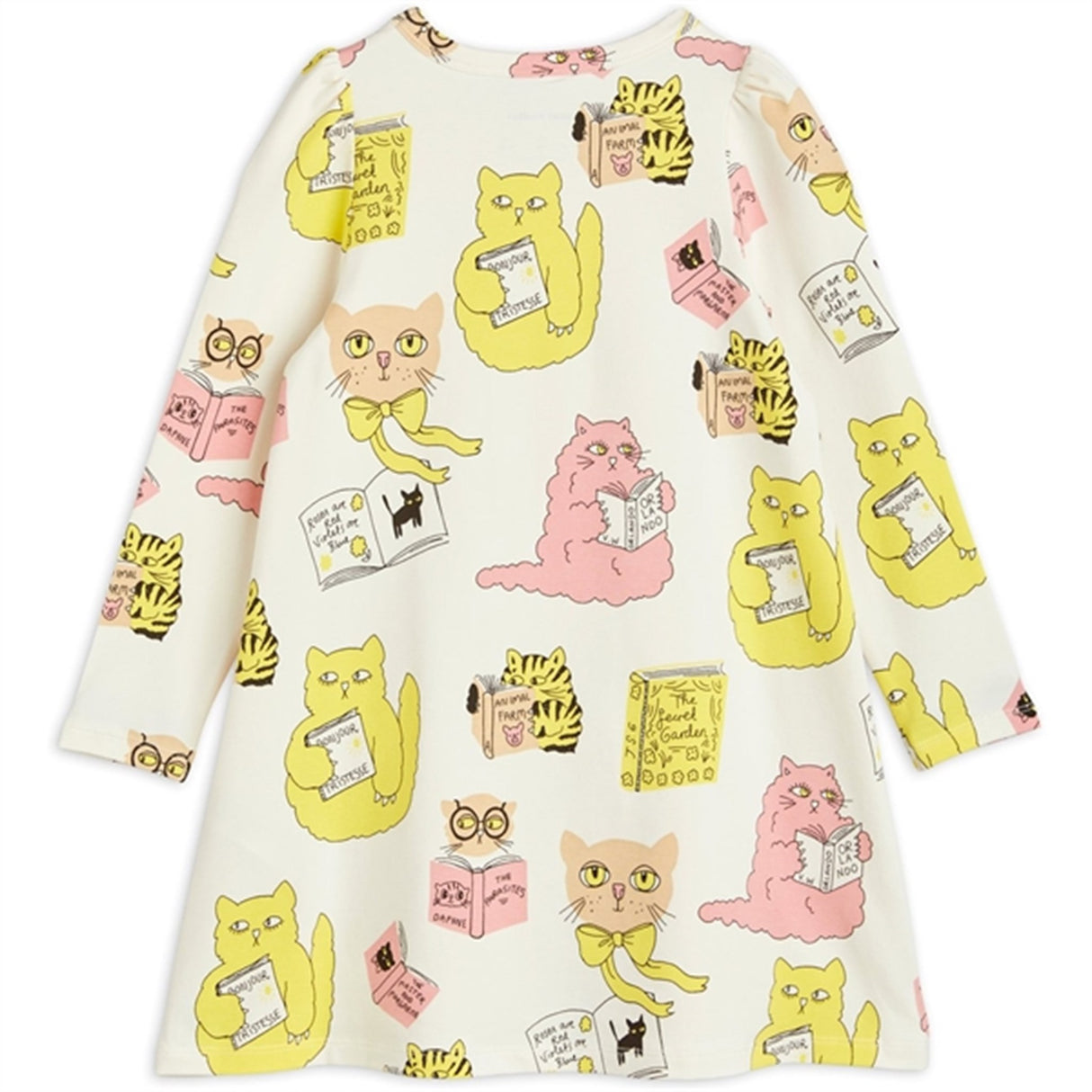 Mini Rodini Cats Aop Ls Dress Offwhite