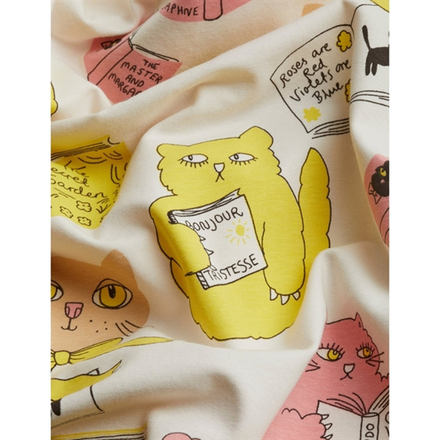 Mini Rodini Cats Aop Ls Dress Offwhite