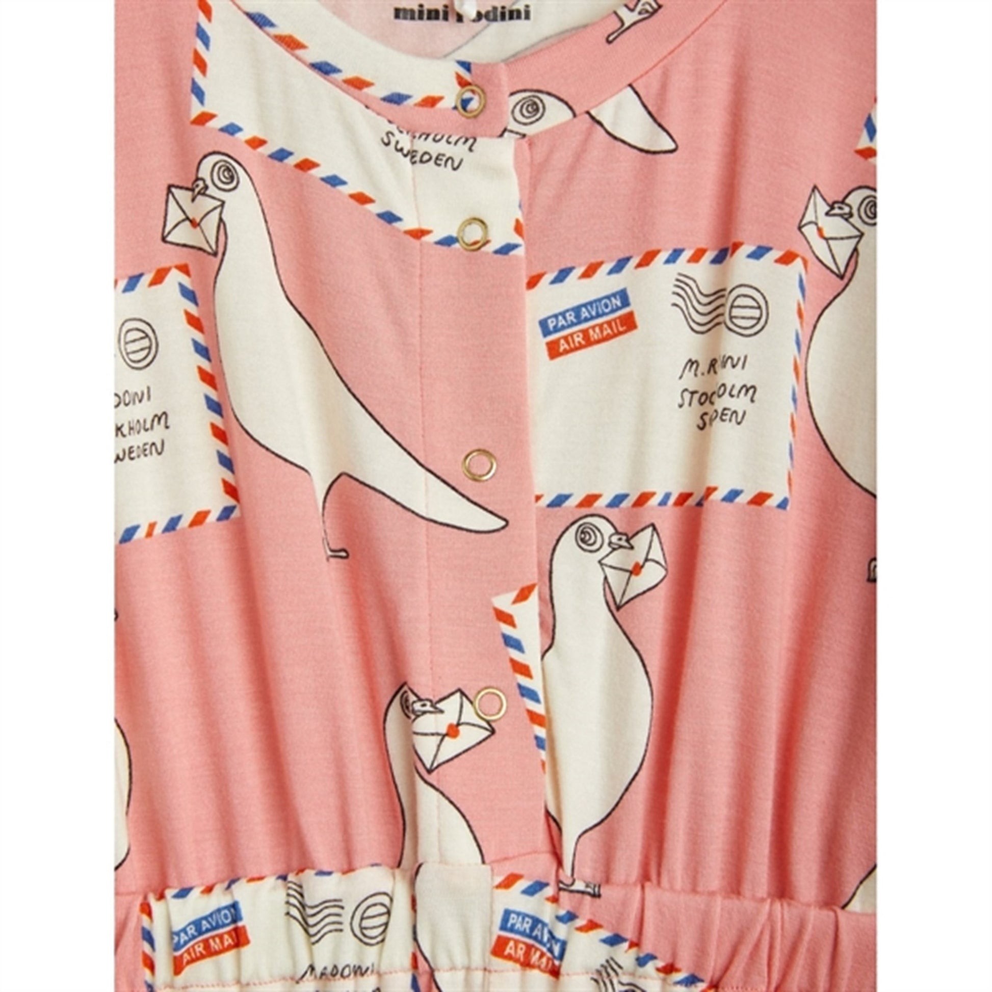 Mini Rodini Pigeons Tencel Aop Summersuit Pink