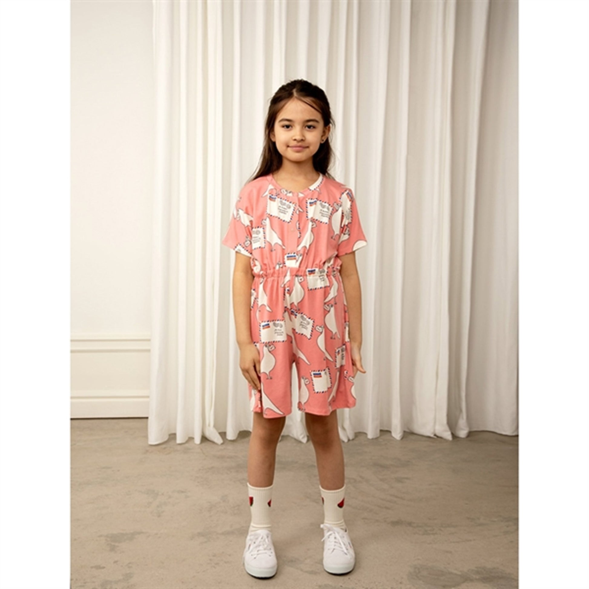Mini Rodini Pigeons Tencel Aop Summersuit Pink