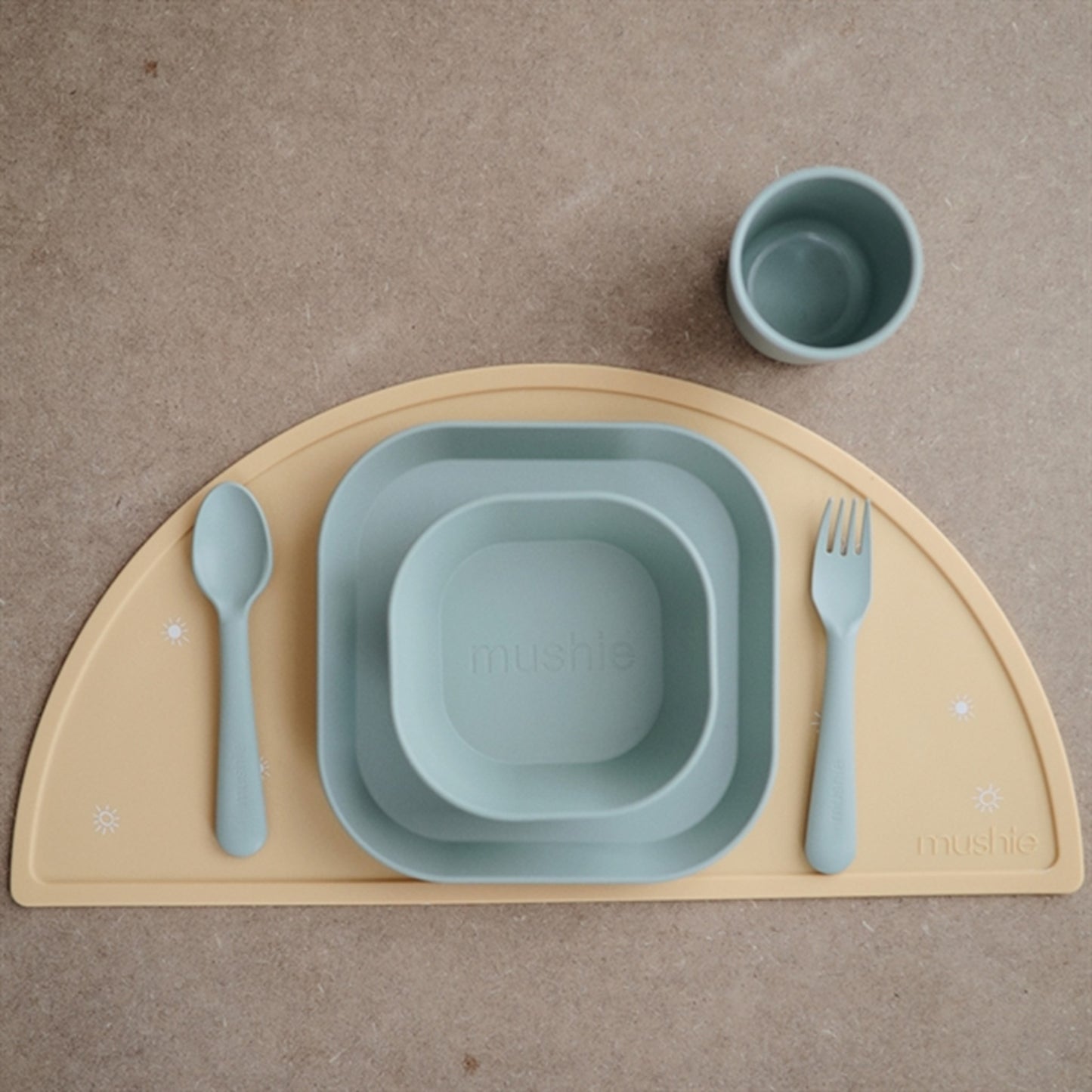 Mushie Fork And Spoon Set Powder Blue