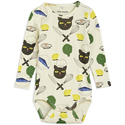 Mini Rodini Chef Cat Aop Ls Body Multi