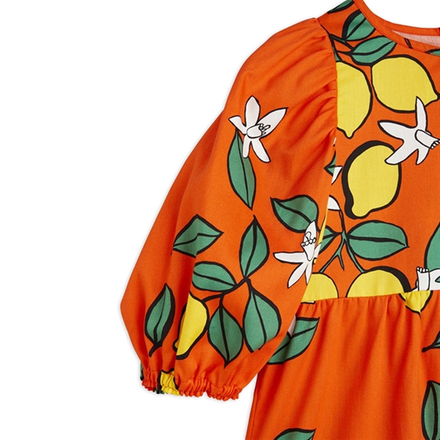 Mini Rodini Lemons Aop Woven Puff Sleeve Dress Red