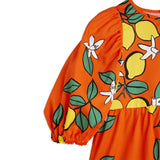 Mini Rodini Lemons Aop Woven Puff Sleeve Dress Red