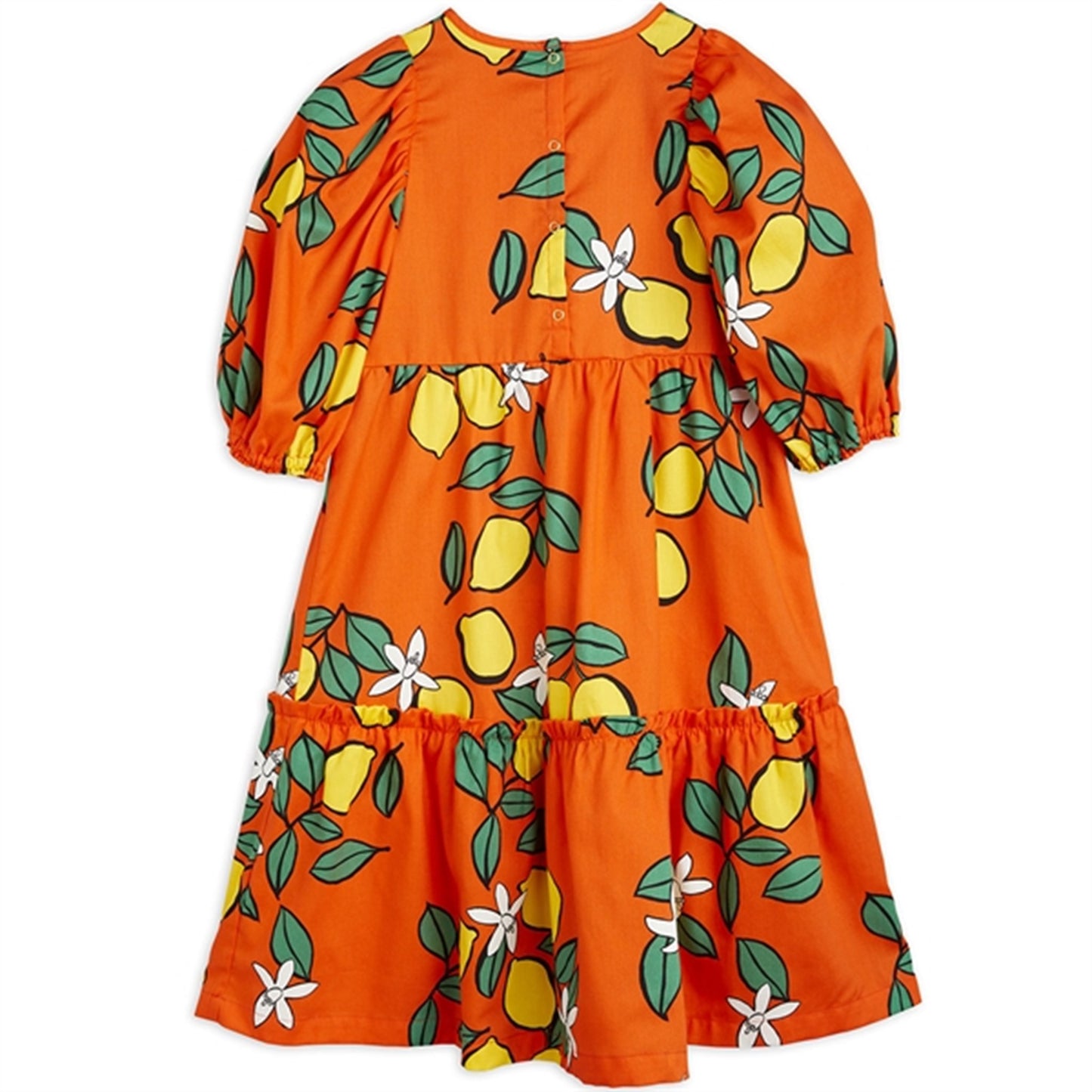 Mini Rodini Lemons Aop Woven Puff Sleeve Dress Red