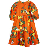 Mini Rodini Lemons Aop Woven Puff Sleeve Dress Red