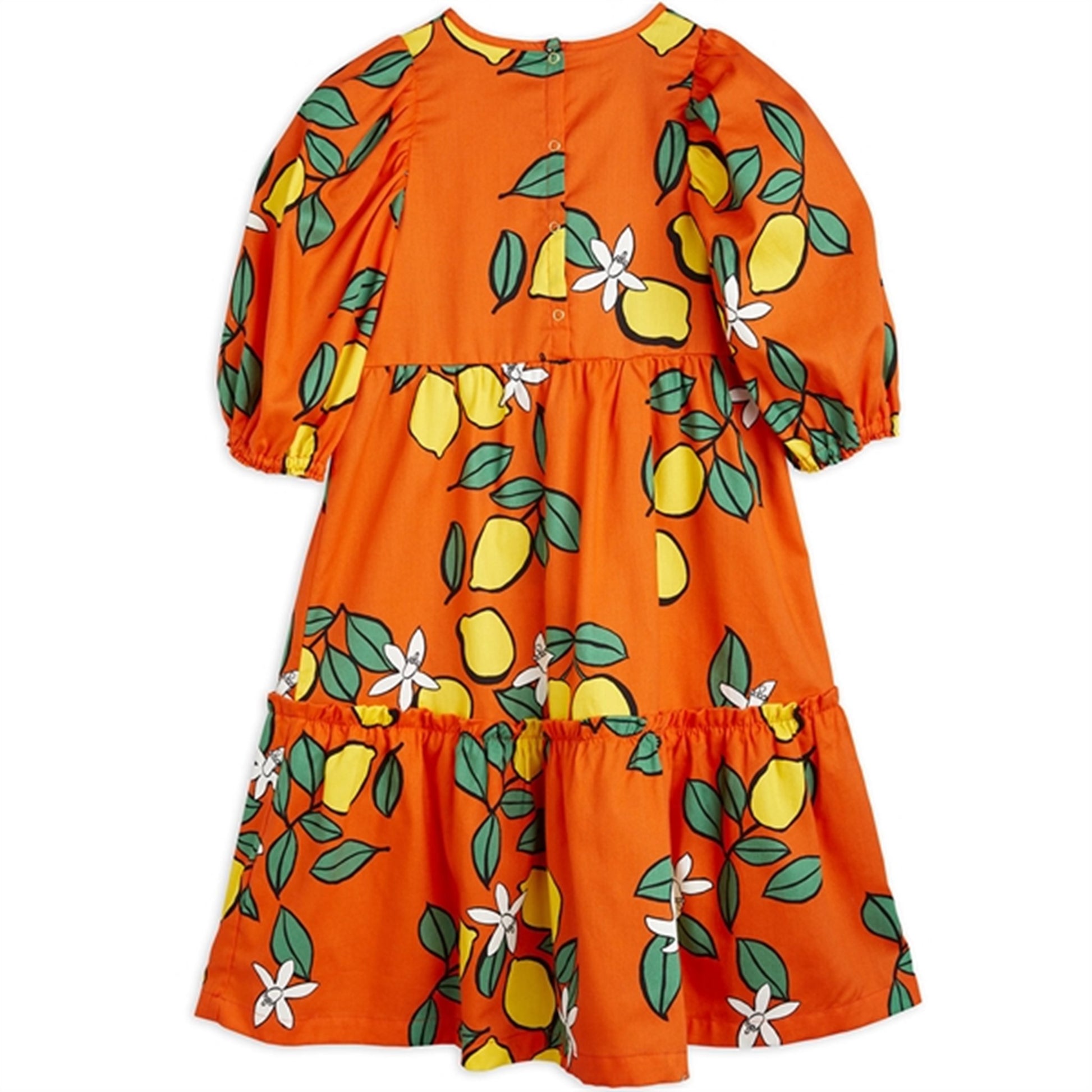 Mini Rodini Lemons Aop Woven Puff Sleeve Dress Red