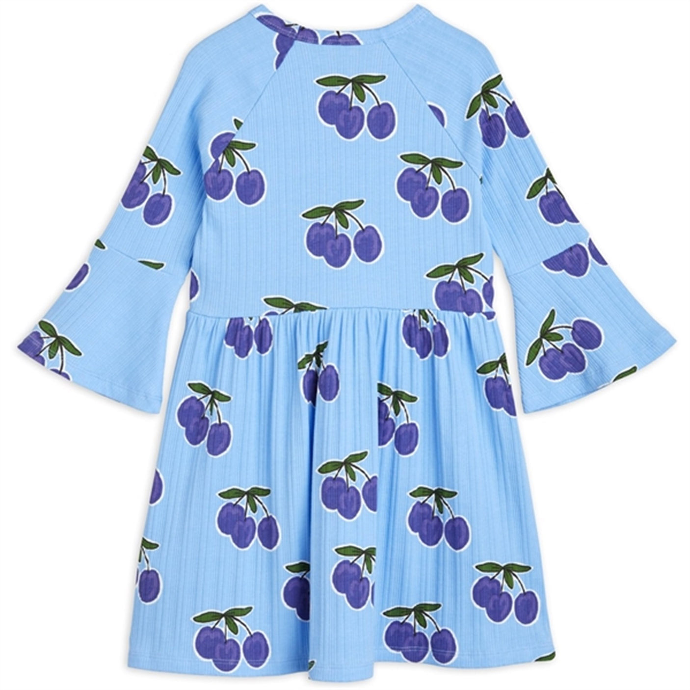 Mini Rodini Plum Aop Trumpet Sleeve Dress Blue