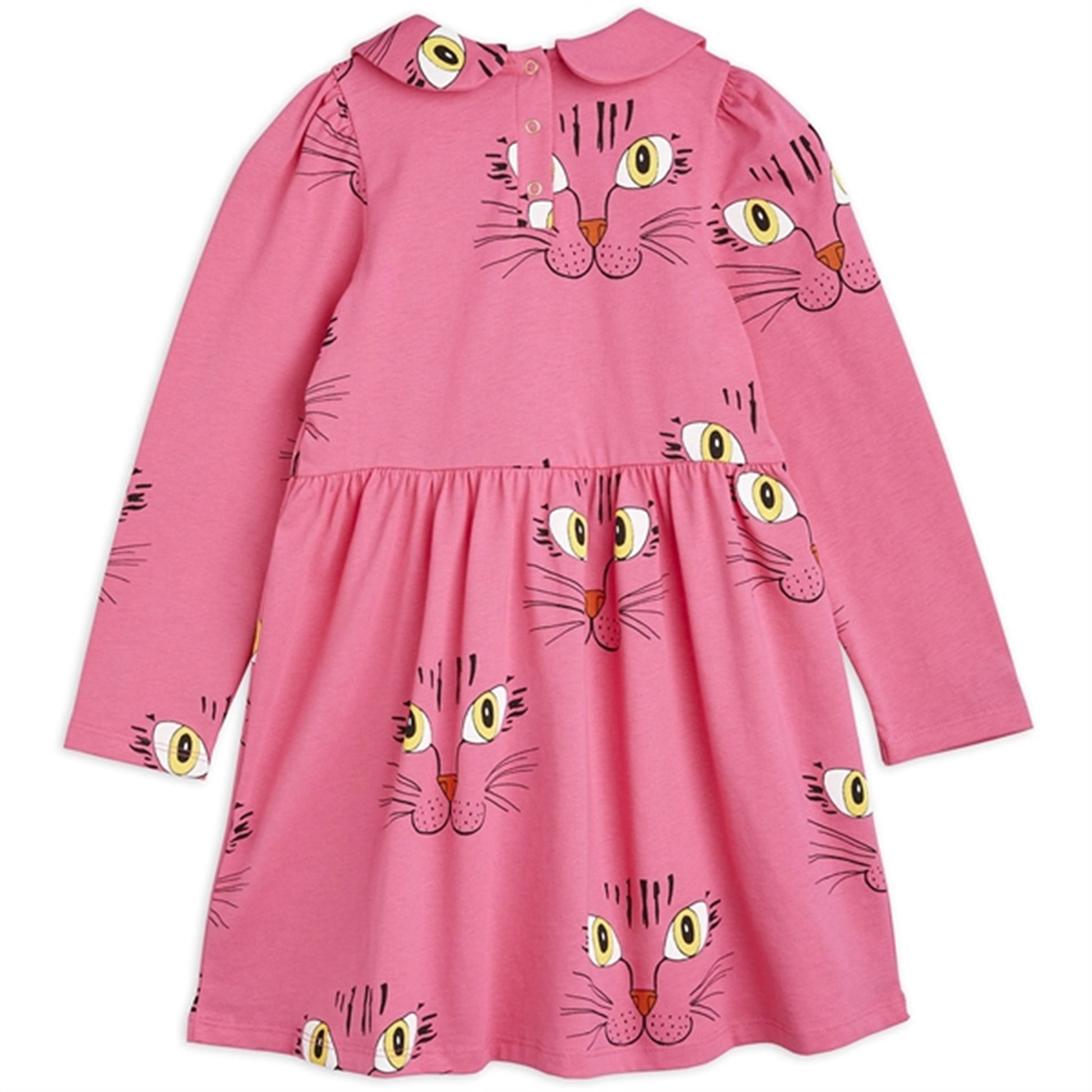 Mini Rodini Cat Face Aop Ls Dress Pink