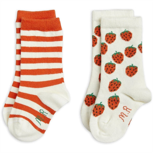 Mini Rodini Strawberries 2-Pack Socks Multi