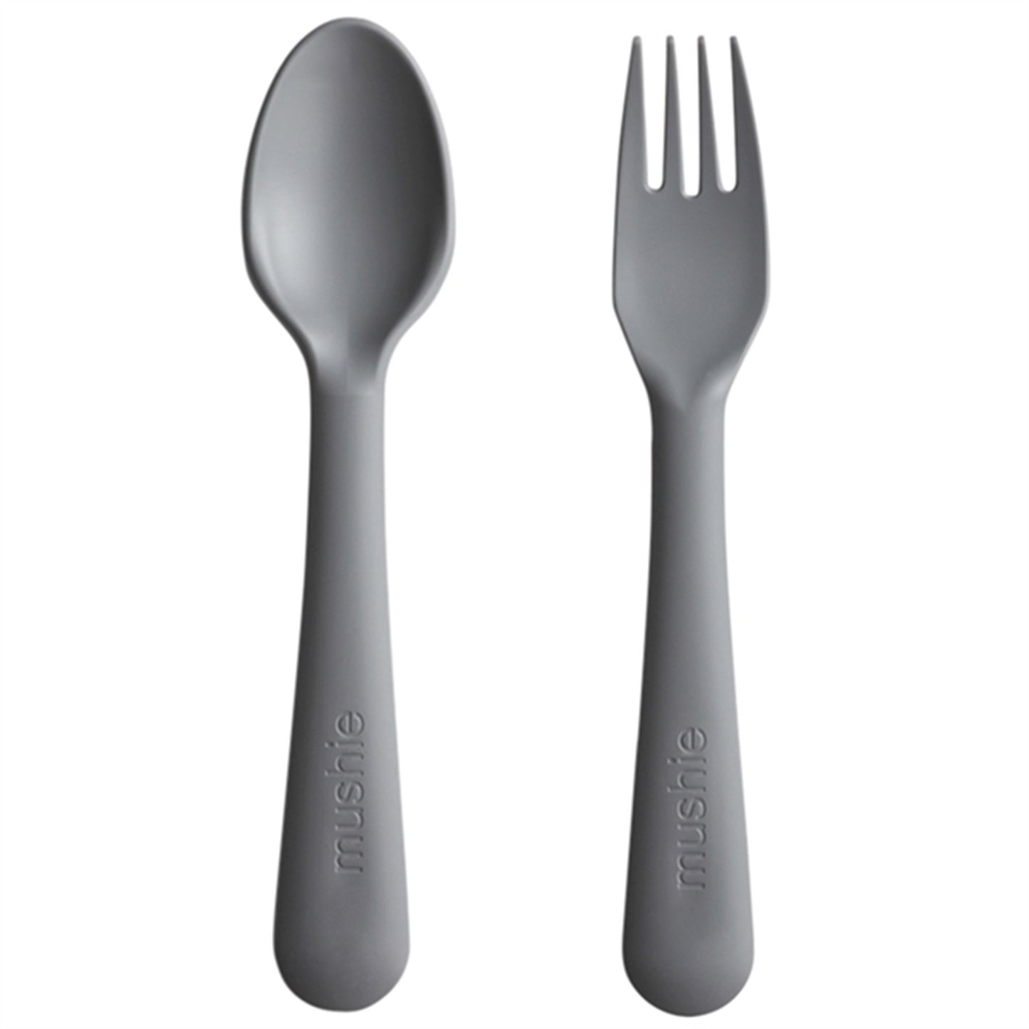 Mushie Fork And Spoon Set Smoke
