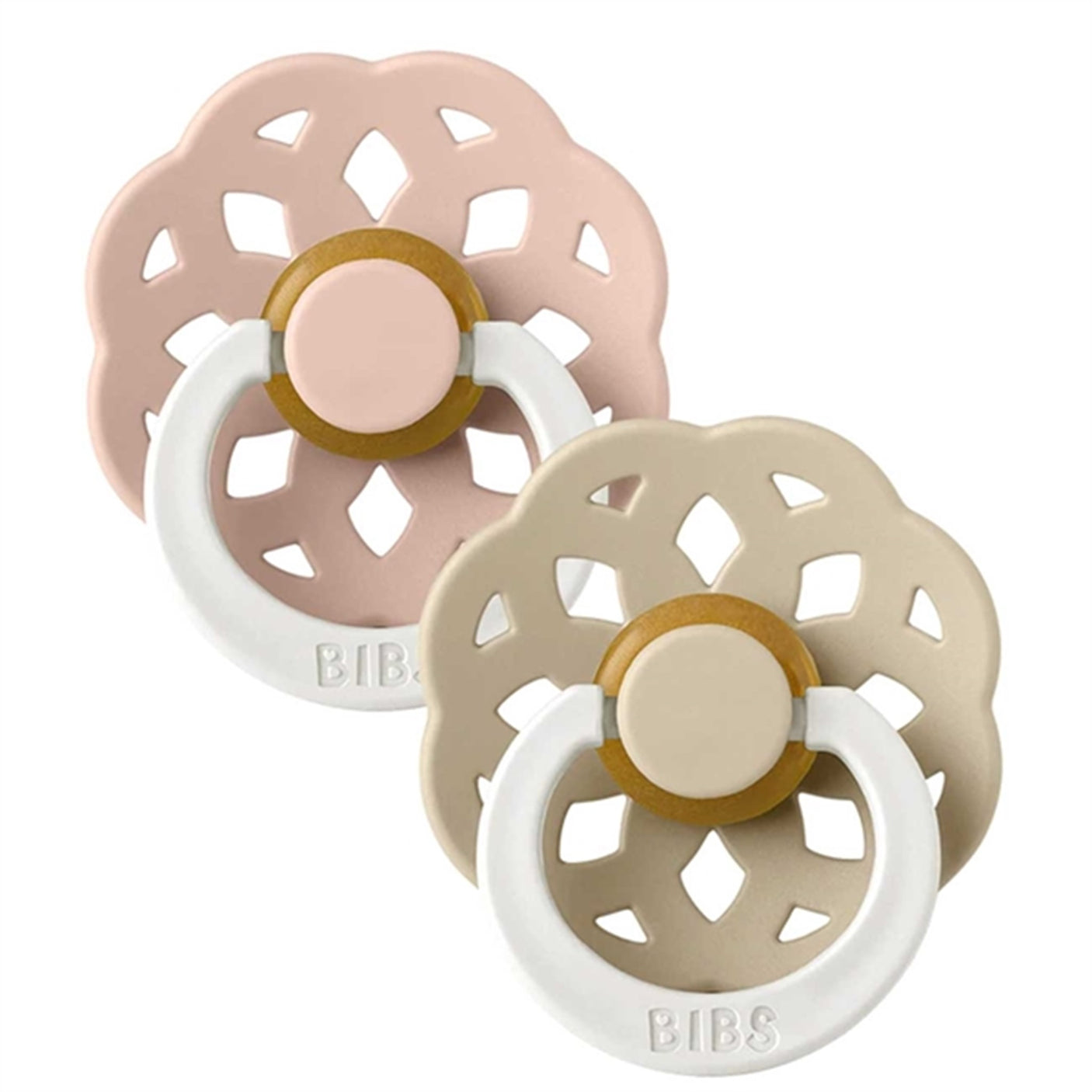 Bibs Boheme Latex Pacifier Glow 2-pak Blush/Vanilla