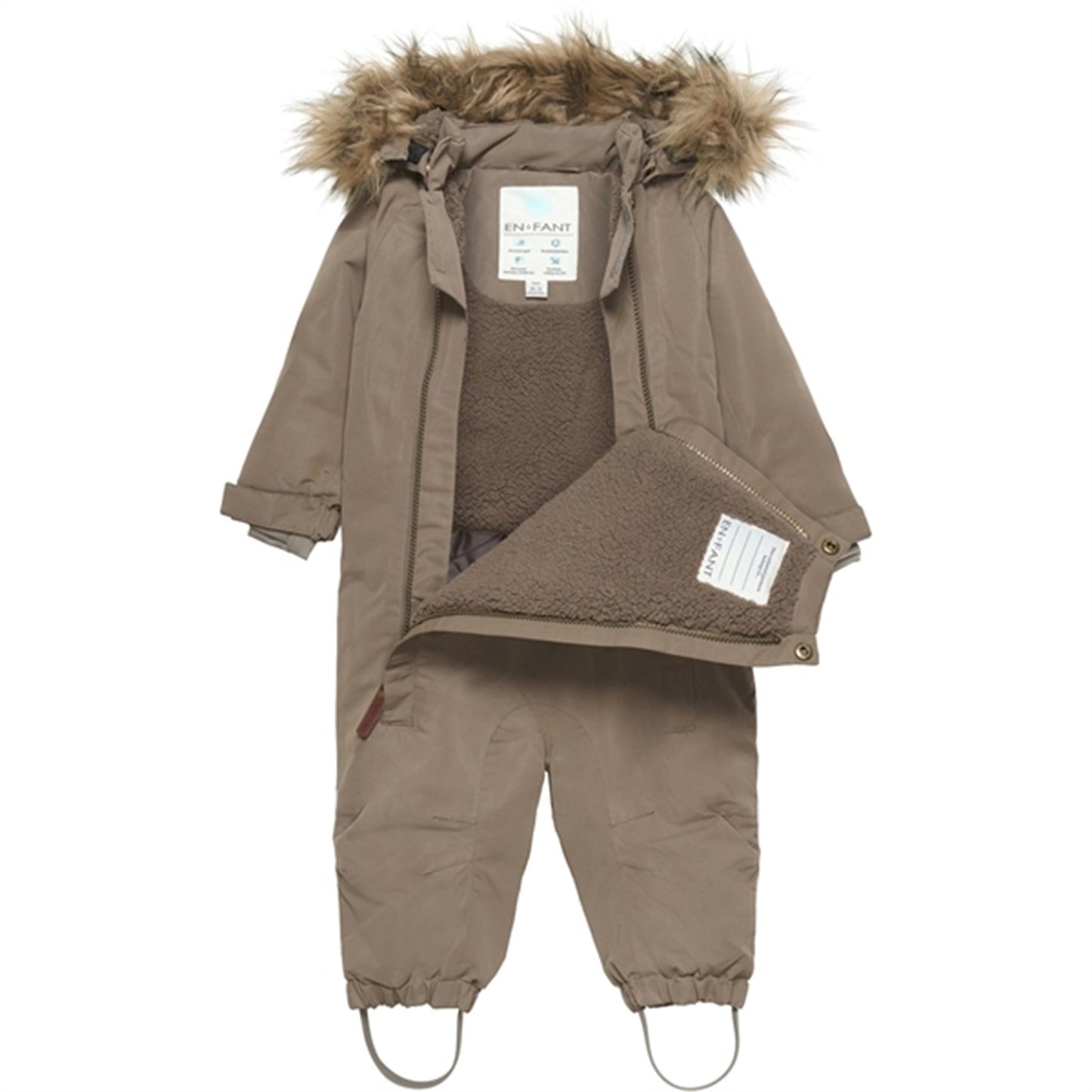 En Fant Snow Suit m. Faux Fur Chocolate Chip