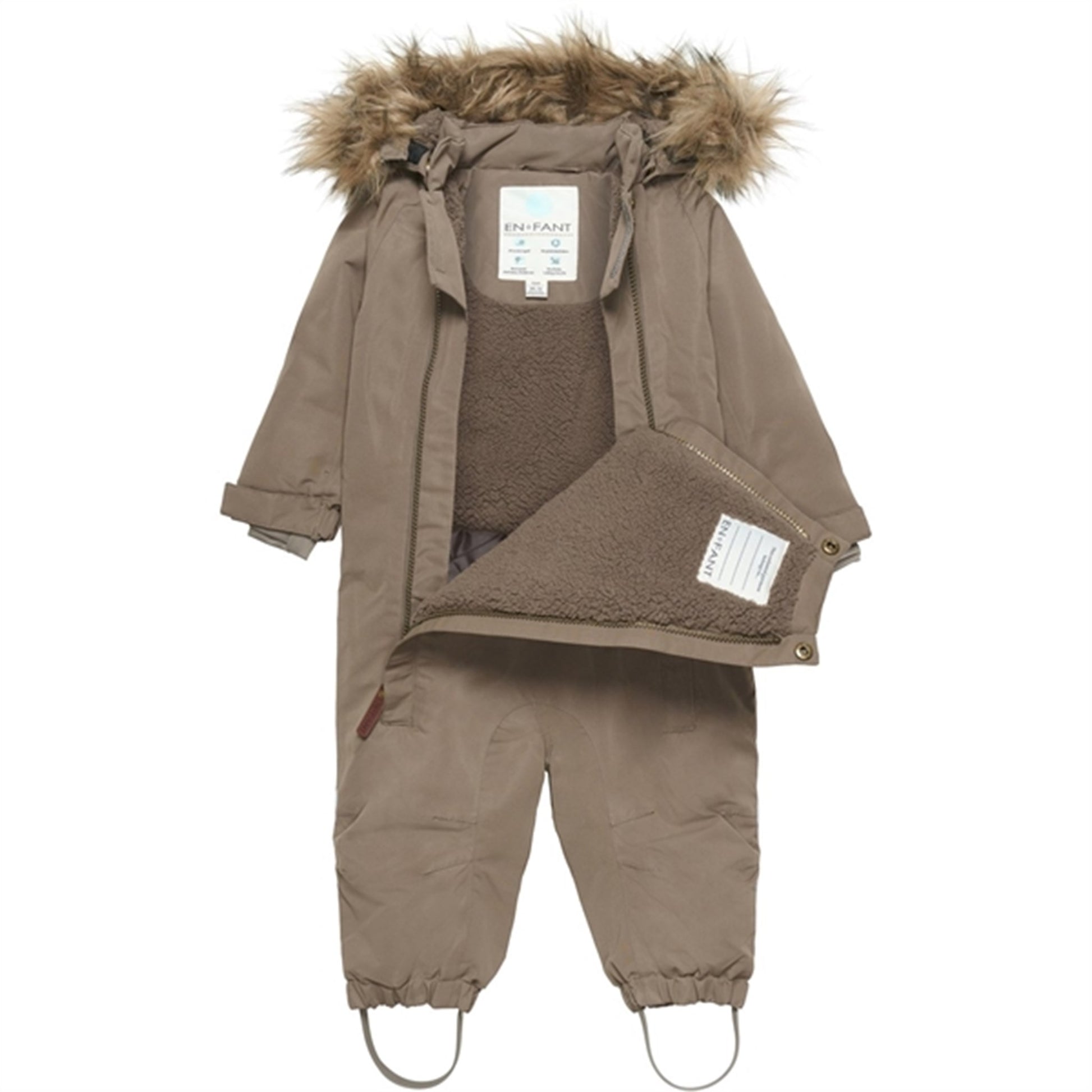 En Fant Snow Suit m. Faux Fur Chocolate Chip