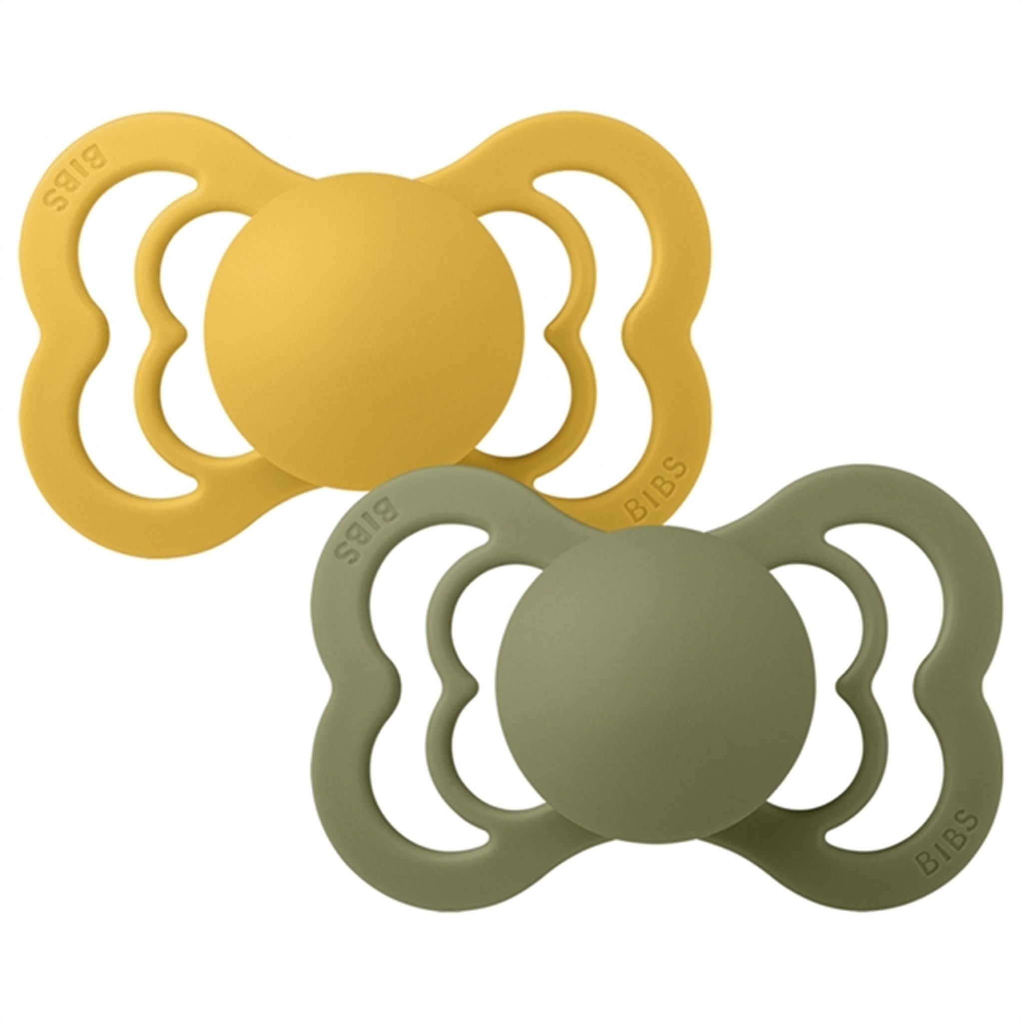 Bibs Supreme Silicone Pacifier 2-pack Symmetrical Honey Bee/Olive