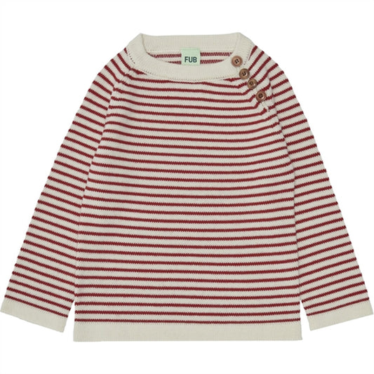 FUB Knitted Sweater Ecru/Pure Red