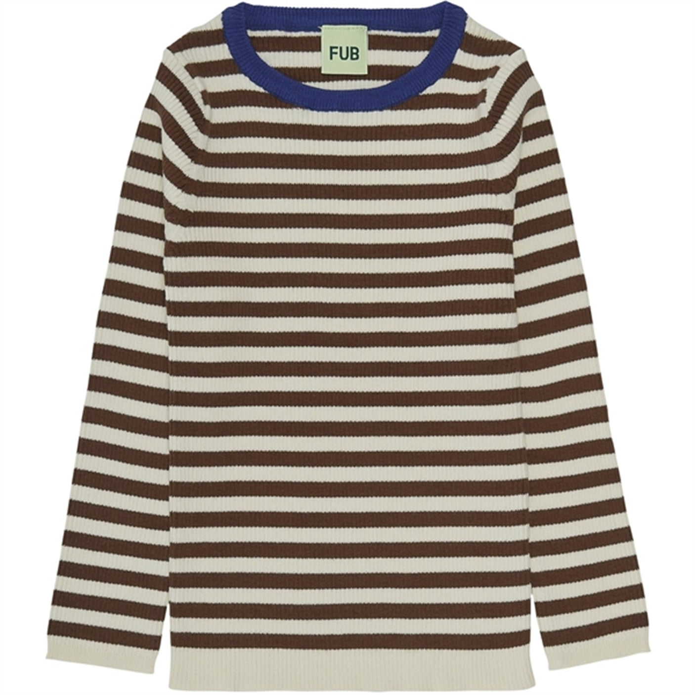 FUB Striped Rib Blouse Ecru/Maroon