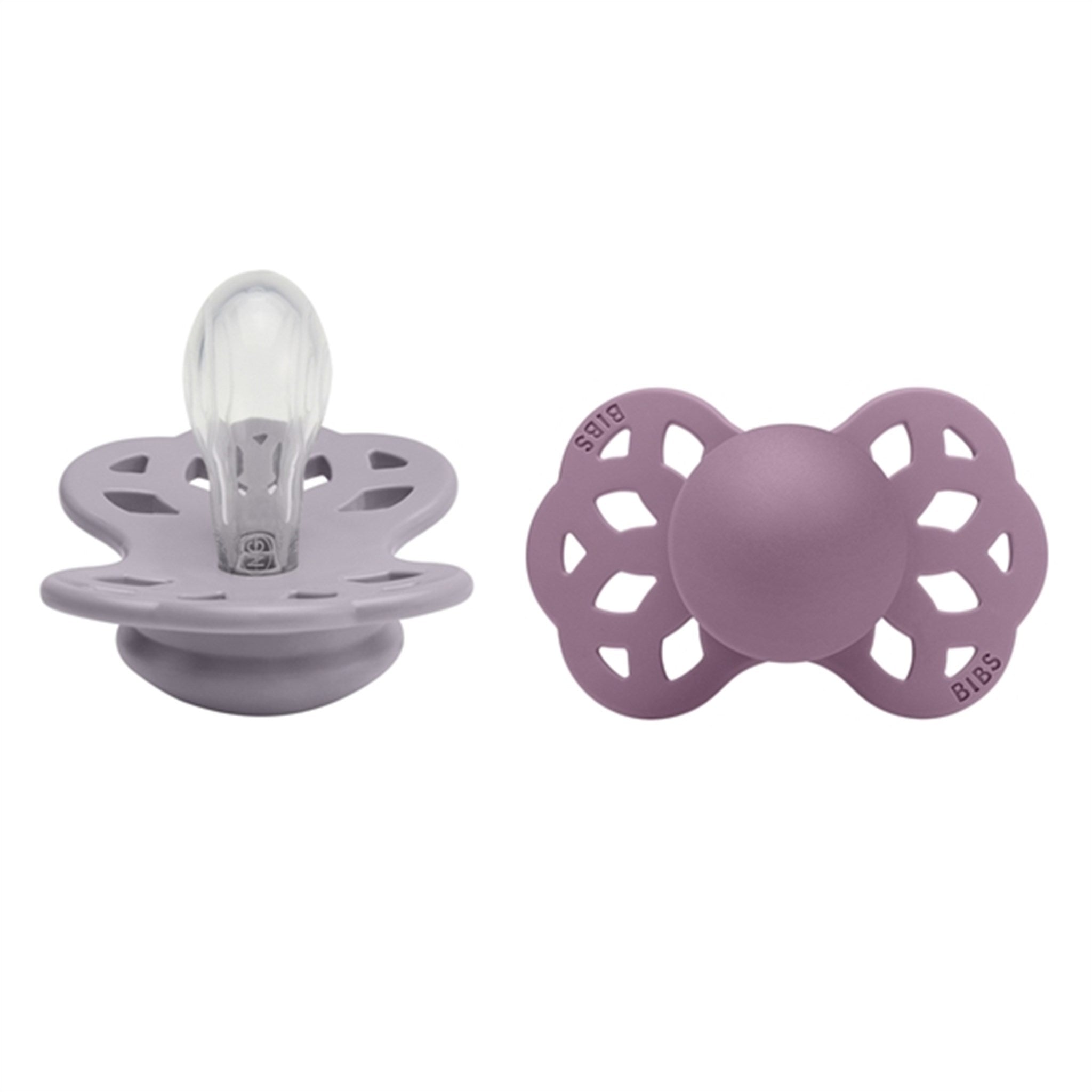 Bibs Infinity Silicone Symmetrical Pacifier 2-pack Fossil Grey/Mauve