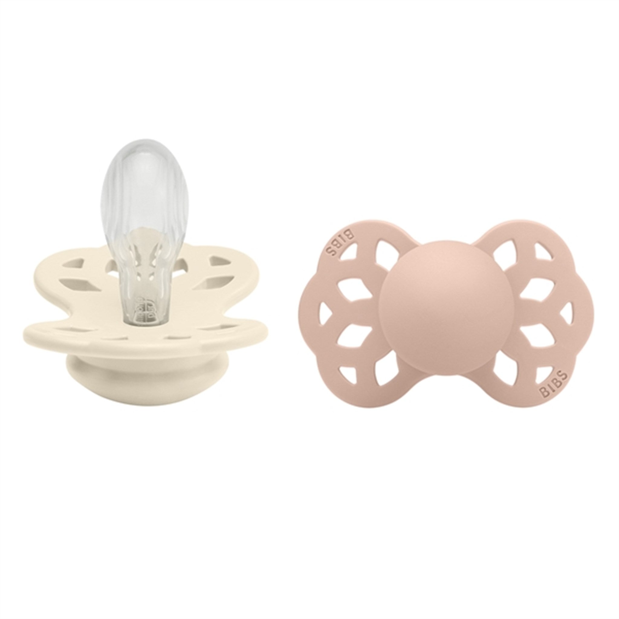 Bibs Infinity Silicone Symmetrical Pacifier 2-pack Ivory/Blush