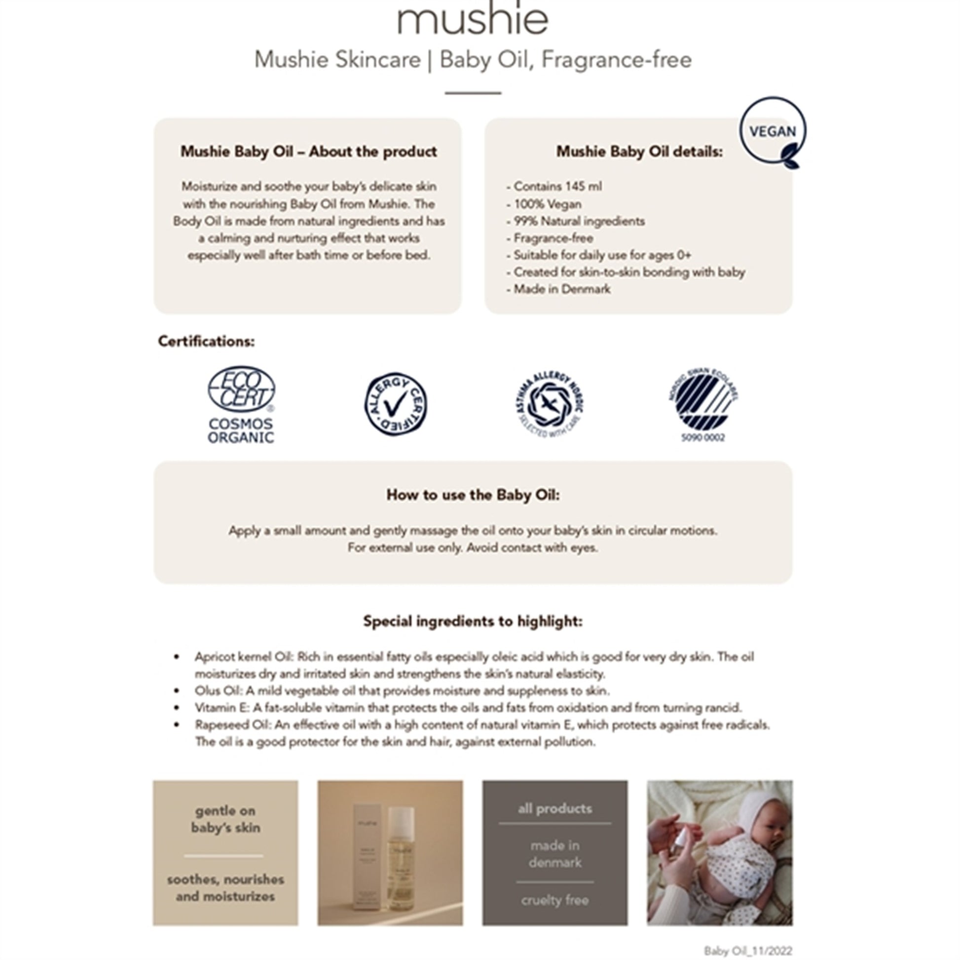 Mushie Baby Oil 145 ml