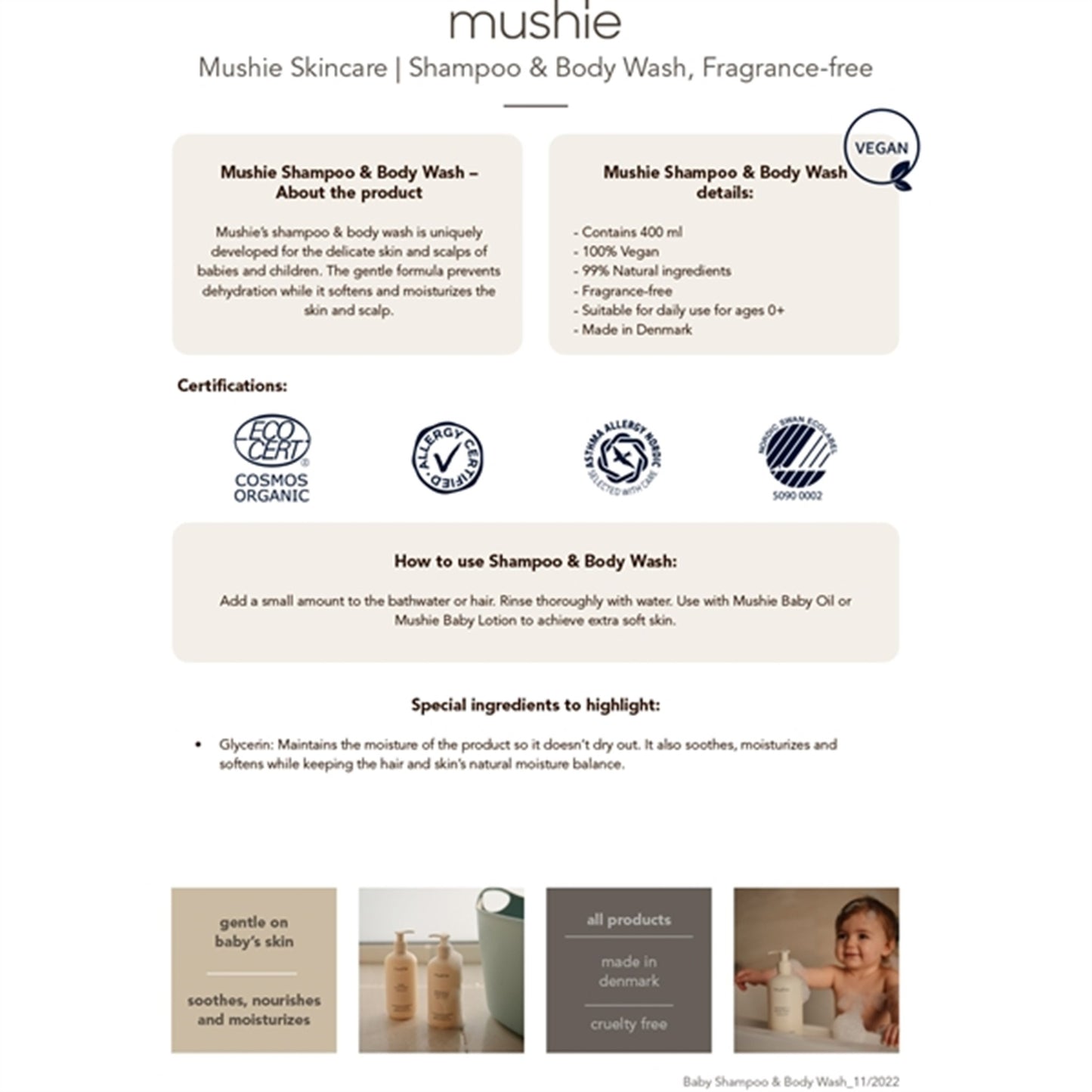 Mushie Baby Shampoo & Body Wash 400 ml