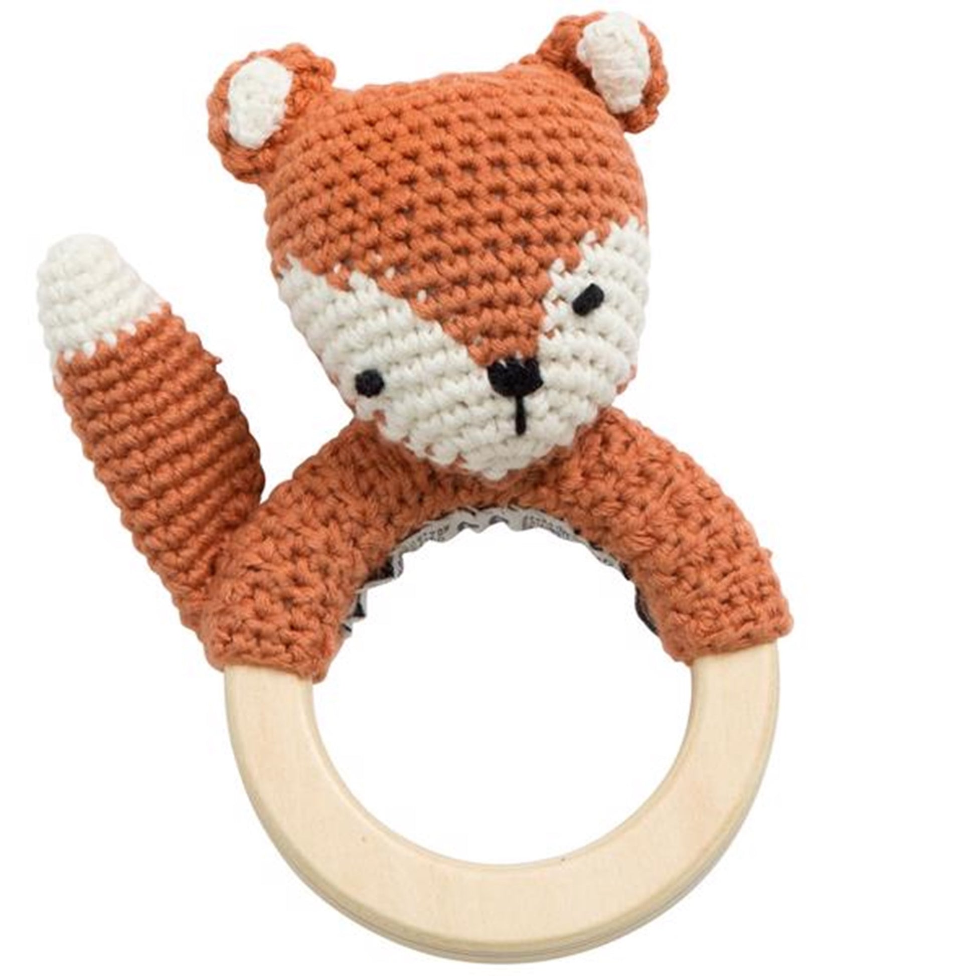 Sebra Knitted Rattle Fox Sparky Fox Tail Red