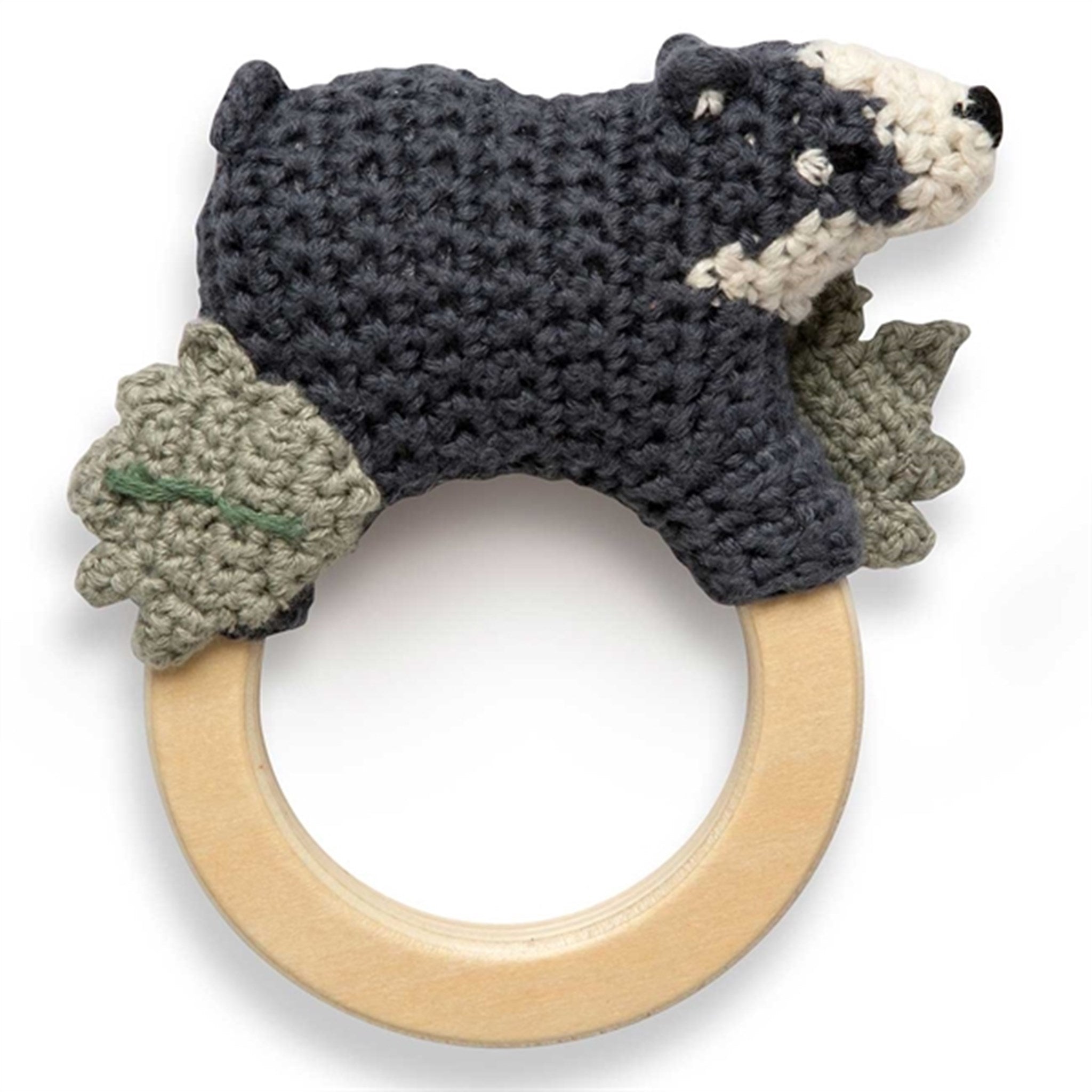 Sebra Crochet Rattle Shadow the Badger