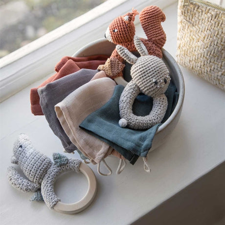 Sebra Knitted Rattle Moonlight the Hare 2
