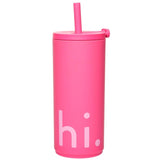 Design Letters Travel Drinking Cup With Straw Pink