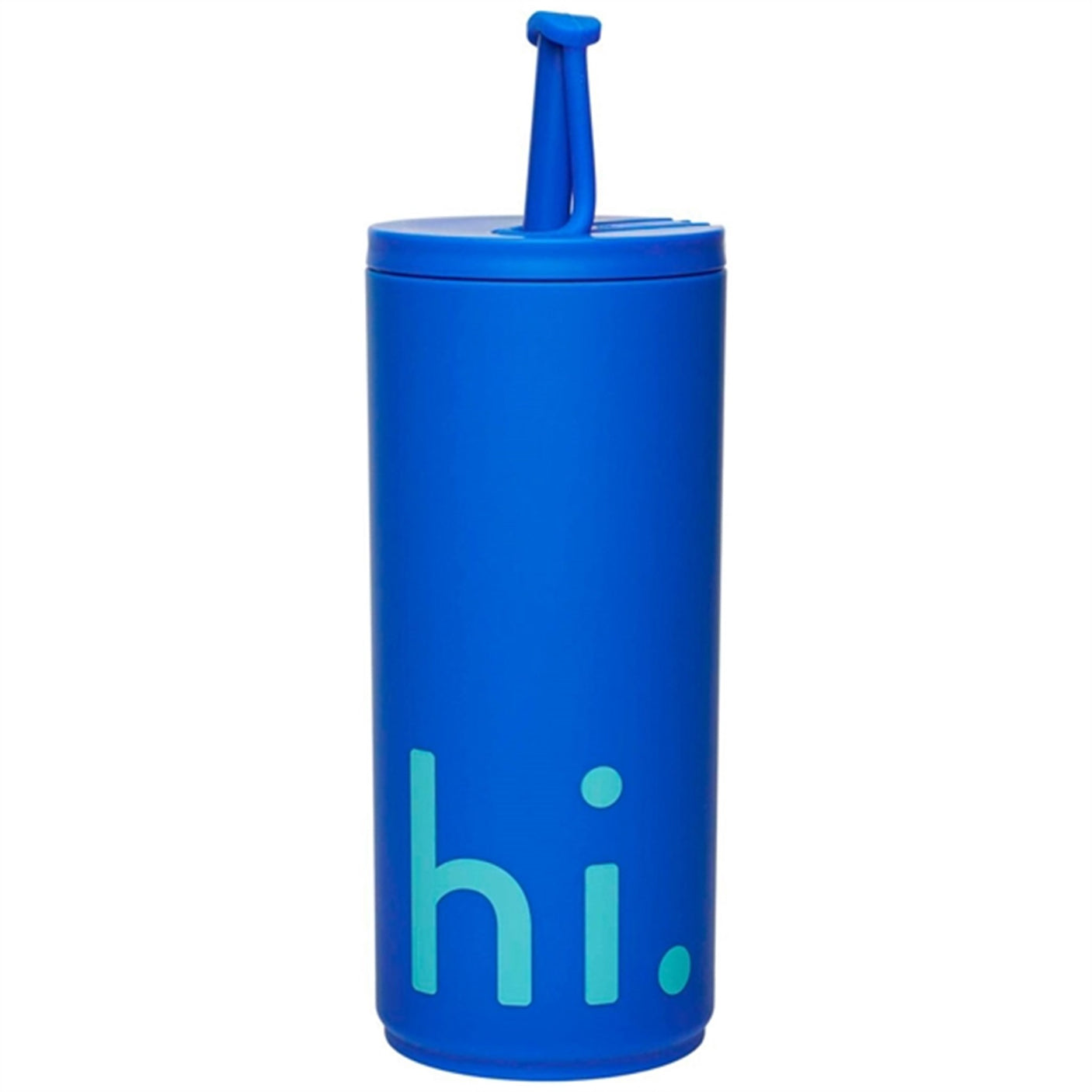 Design Letters Travel Drinking Cup With Straw Blue