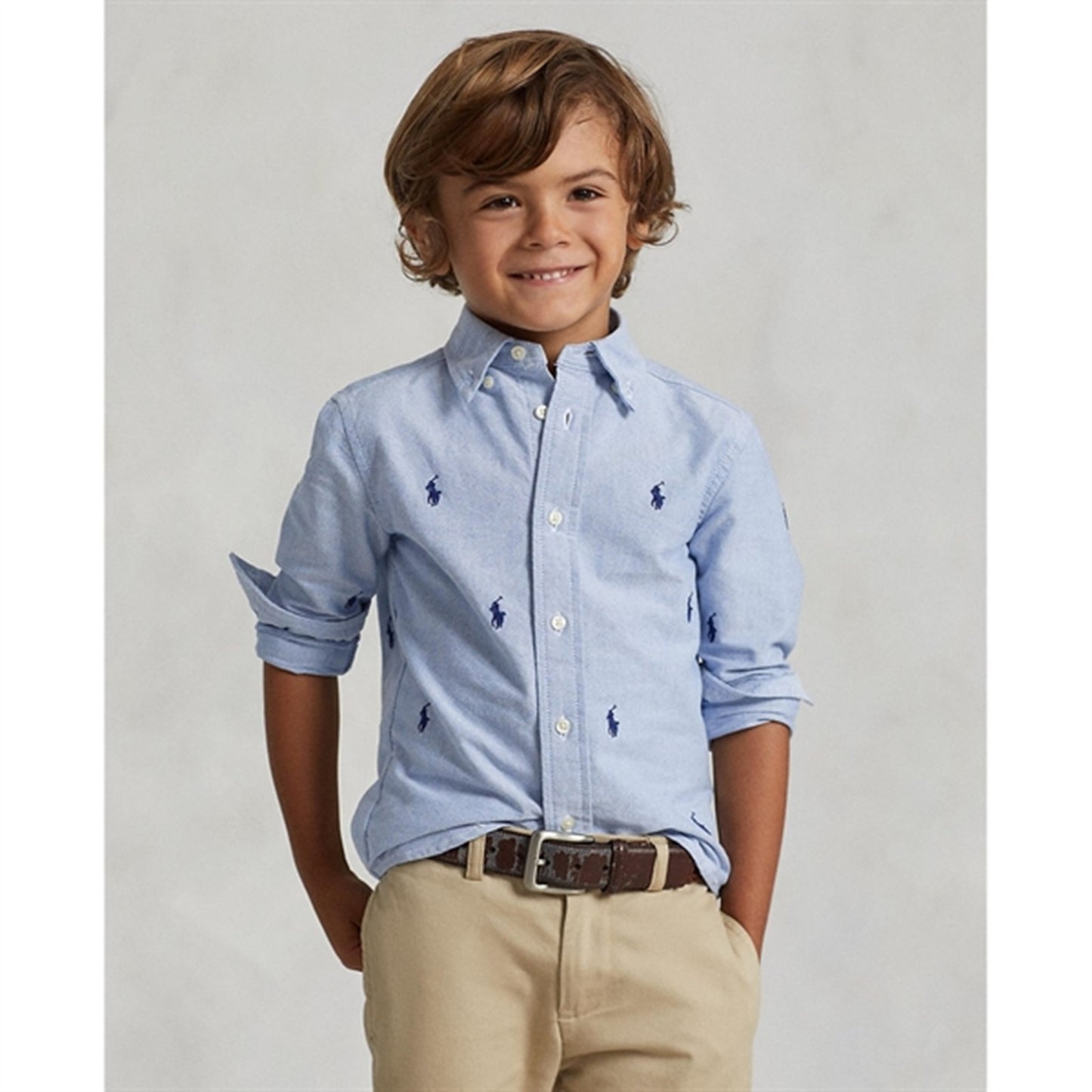 Polo Ralph Lauren Sport Boy Shirt Bsr Blue With Aoe Pp